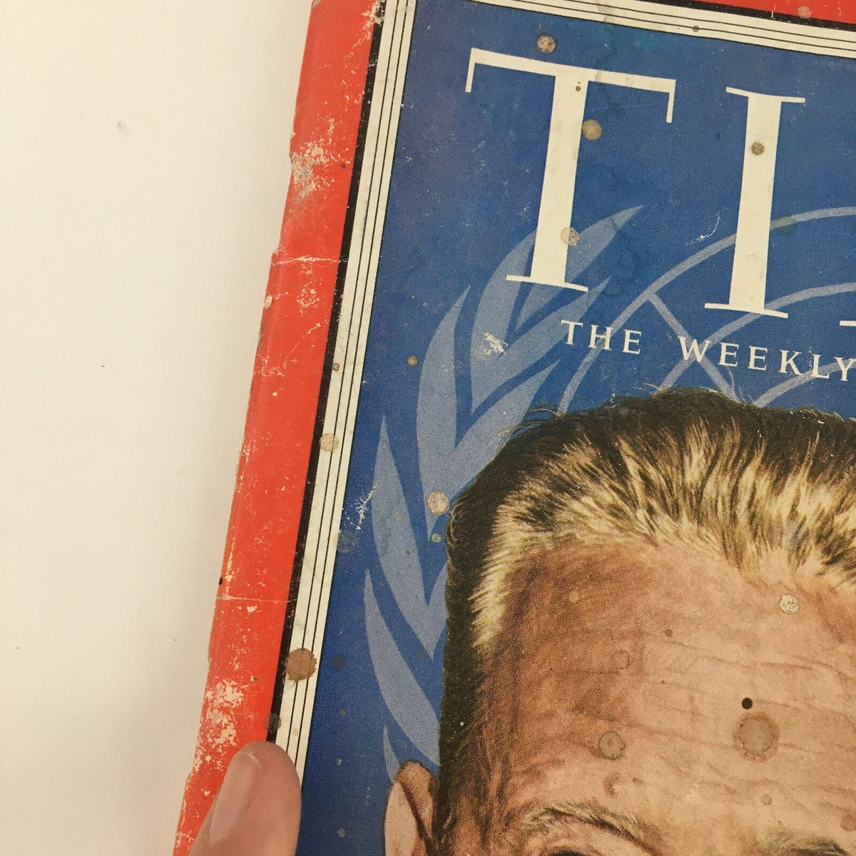 Another close-up of the Time Magazine November 26 1956 cover emphasizing the texture and age of the paper, preserving historical context.
