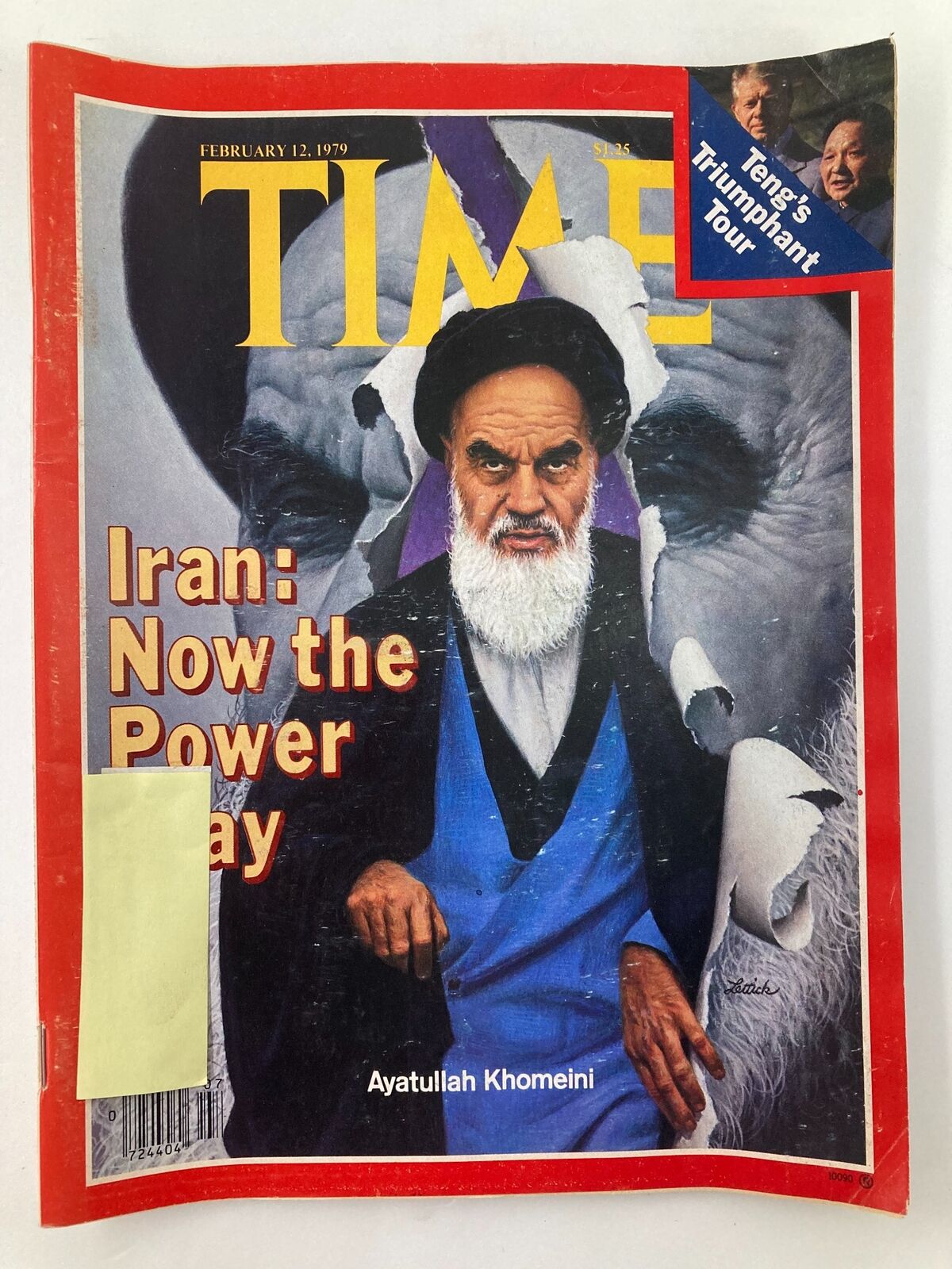 VTG Time Magazine February 12 1979 cover featuring Ayatullah Khomeini with the headlines 'Iran: Now the Power Play' and 'Teng's Triumphant Tour'