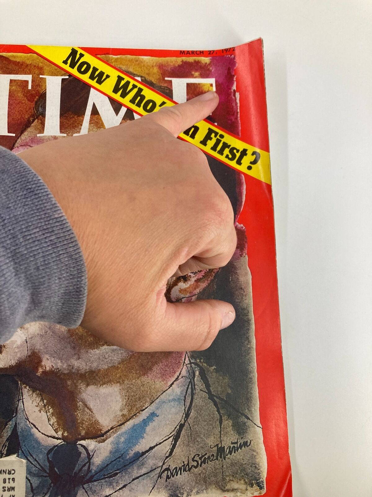 Cover of VTG Time Magazine March 27 1972, featuring the headline 'Now Who's On First?' with a hand pointing at the title.