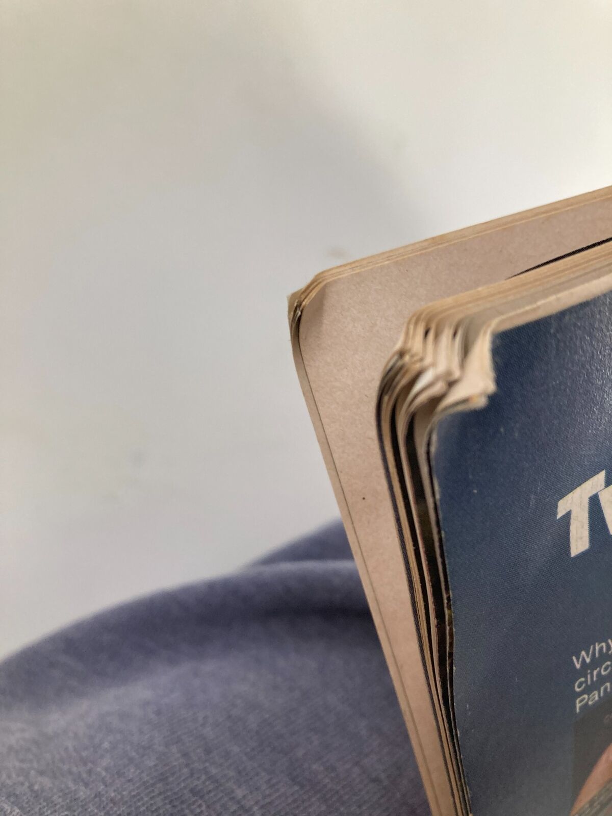 Close-up view of the spine of VTG Time Magazine October 2 1978, showing the edges and minor wear of the pages, indicating its vintage condition.