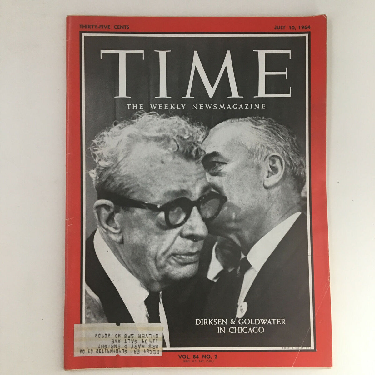 Cover of Time Magazine July 10, 1964, Vol. 84, No. 2 featuring Everett Dirksen and Barry Goldwater, showcasing an important moment in 1960s American politics.