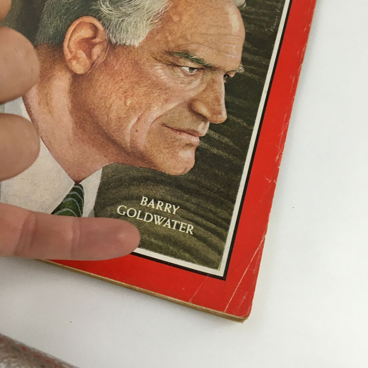 Close-up of the Time Magazine cover from June 14, 1963, Vol. 82 No. 24 featuring Senator Barry Goldwater, highlighting the magazine's title and the senator's name.
