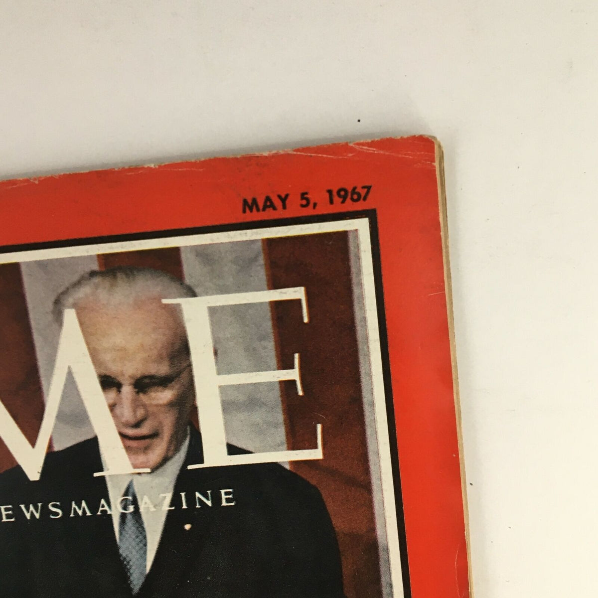 Top view of Time Magazine May 5 1967, displaying the date and magazine title with General Westmoreland on the cover.