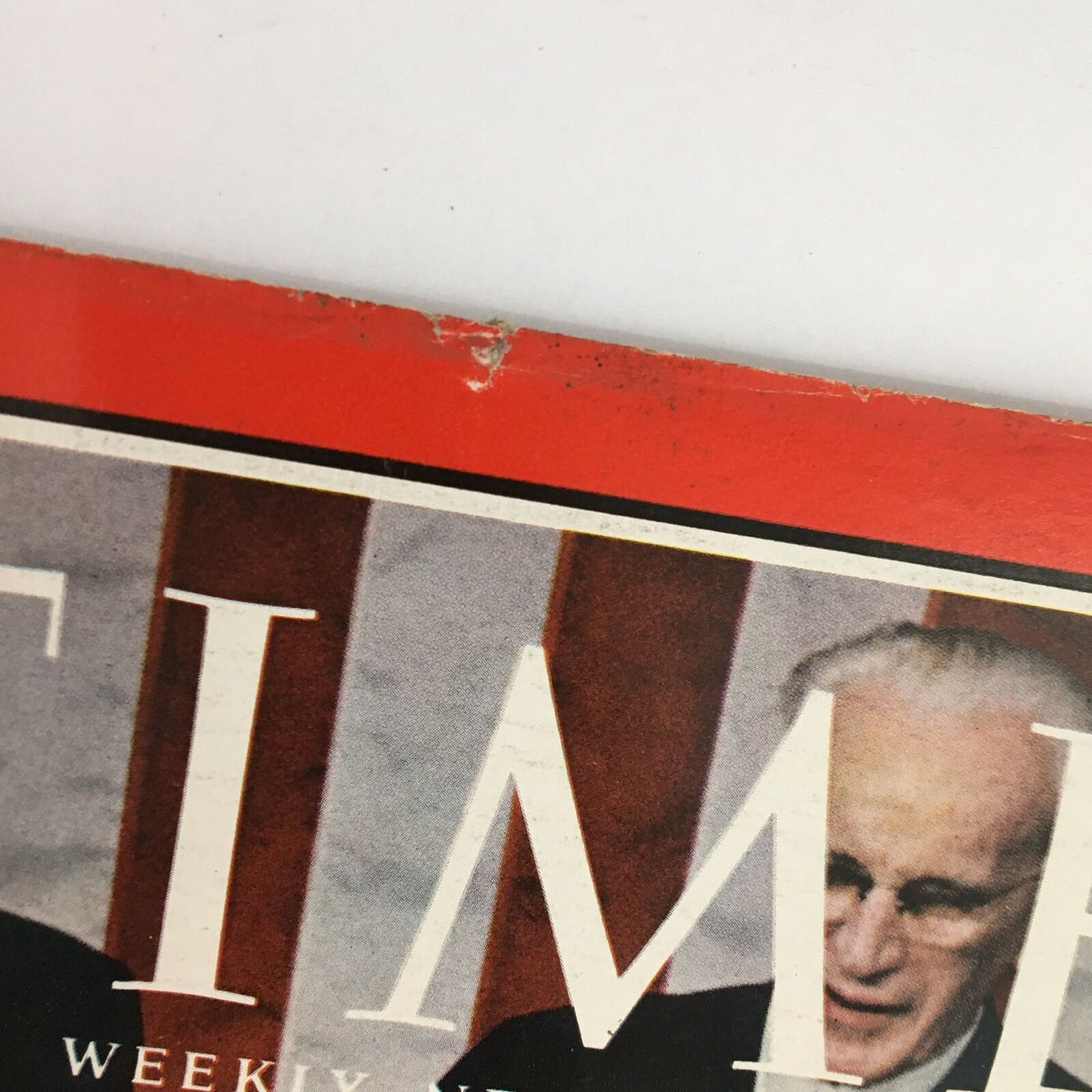 Detail of Time Magazine May 5 1967 showing wear, featuring General Westmoreland on the cover with the title partially visible.