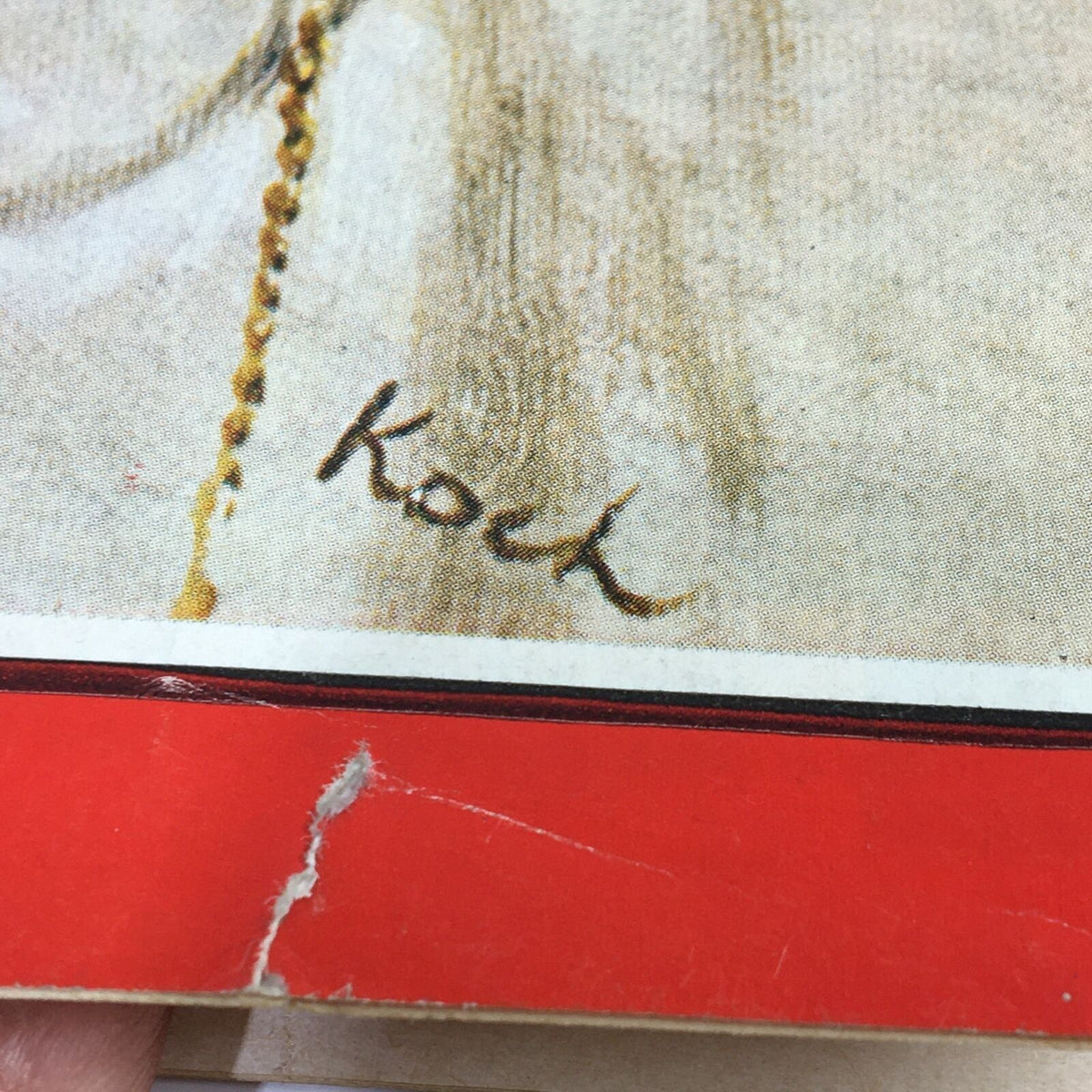Close-up detail of the artist's signature 'Koch' on the cover of VTG Time Magazine December 23 1966 featuring Julie Andrews.