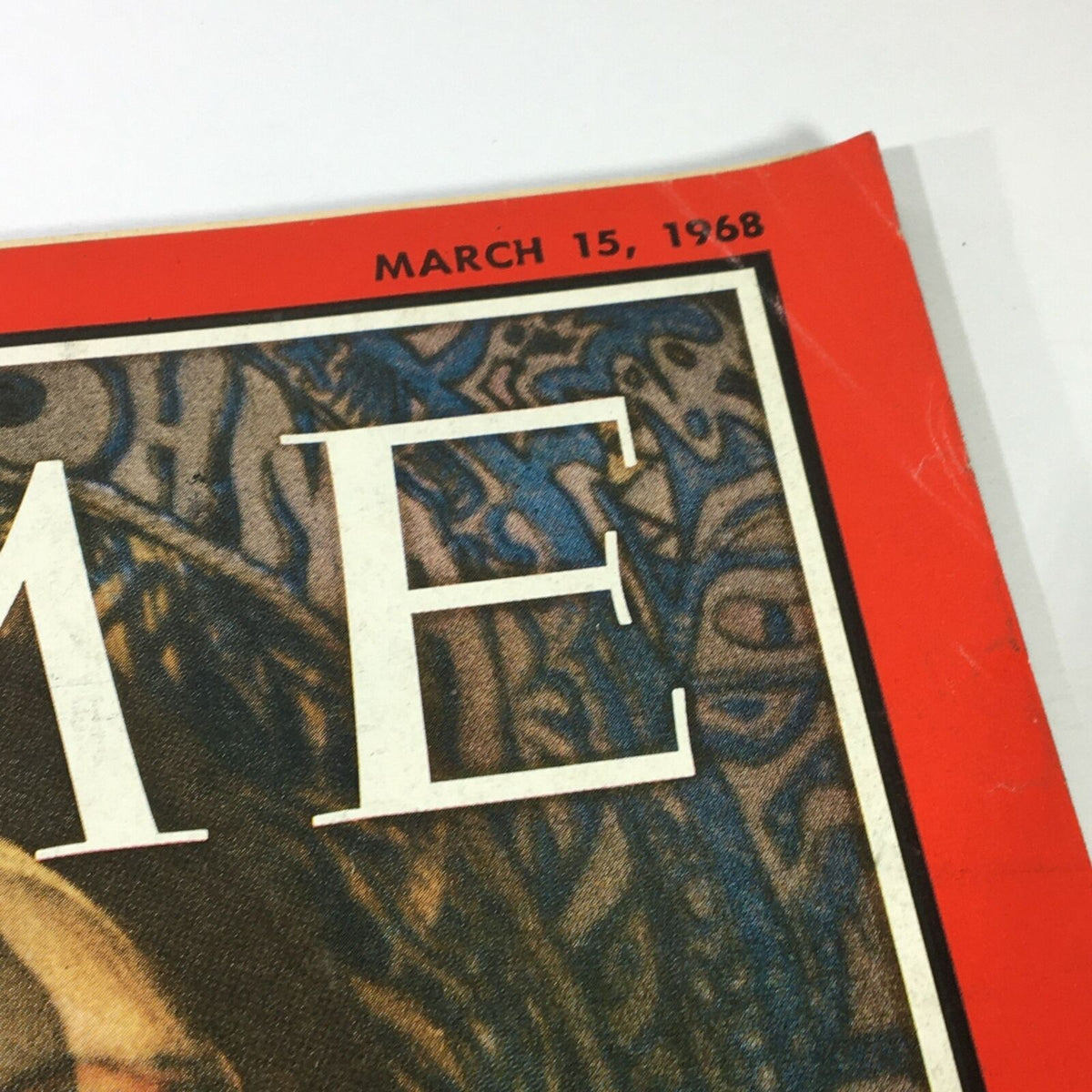 Close-up image of the vintage Time Magazine cover dated March 15, 1968, featuring the title 'TIME' at the top. This issue highlights the Joffrey Ballet's 'Astarte,' capturing an important moment in cultural history.