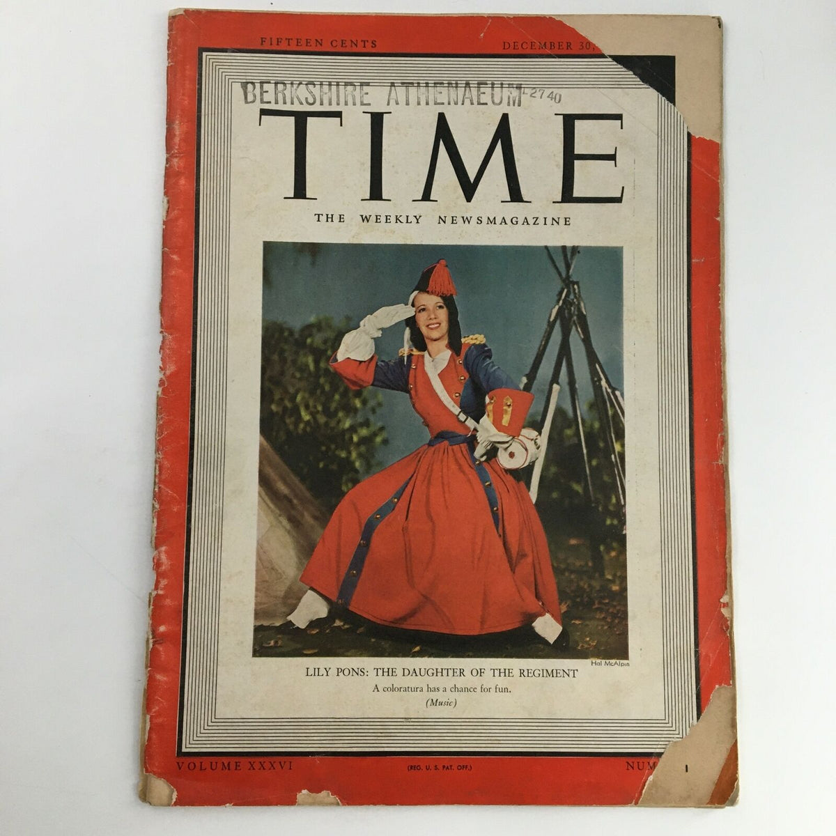 Cover of Time Magazine, December 30, 1940, featuring American-French soprano Lily Pons dressed in colorful costume, celebrating her prominence in music history.