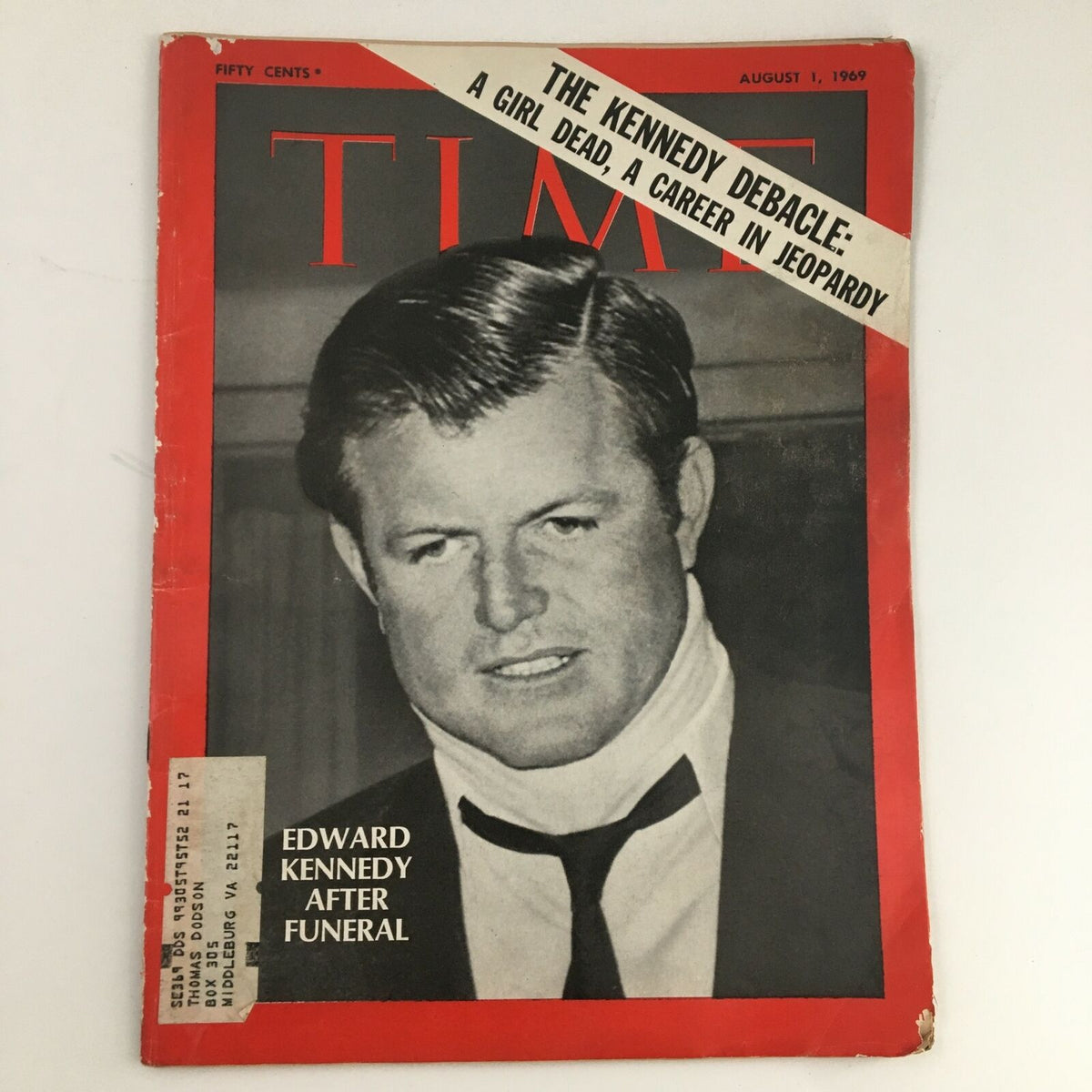 Time Magazine August 1 1969 Vol. 94 No. 5 featuring a cover photo of Edward Kennedy taken shortly after the funeral of his brothers, highlighting a significant moment in American political history.