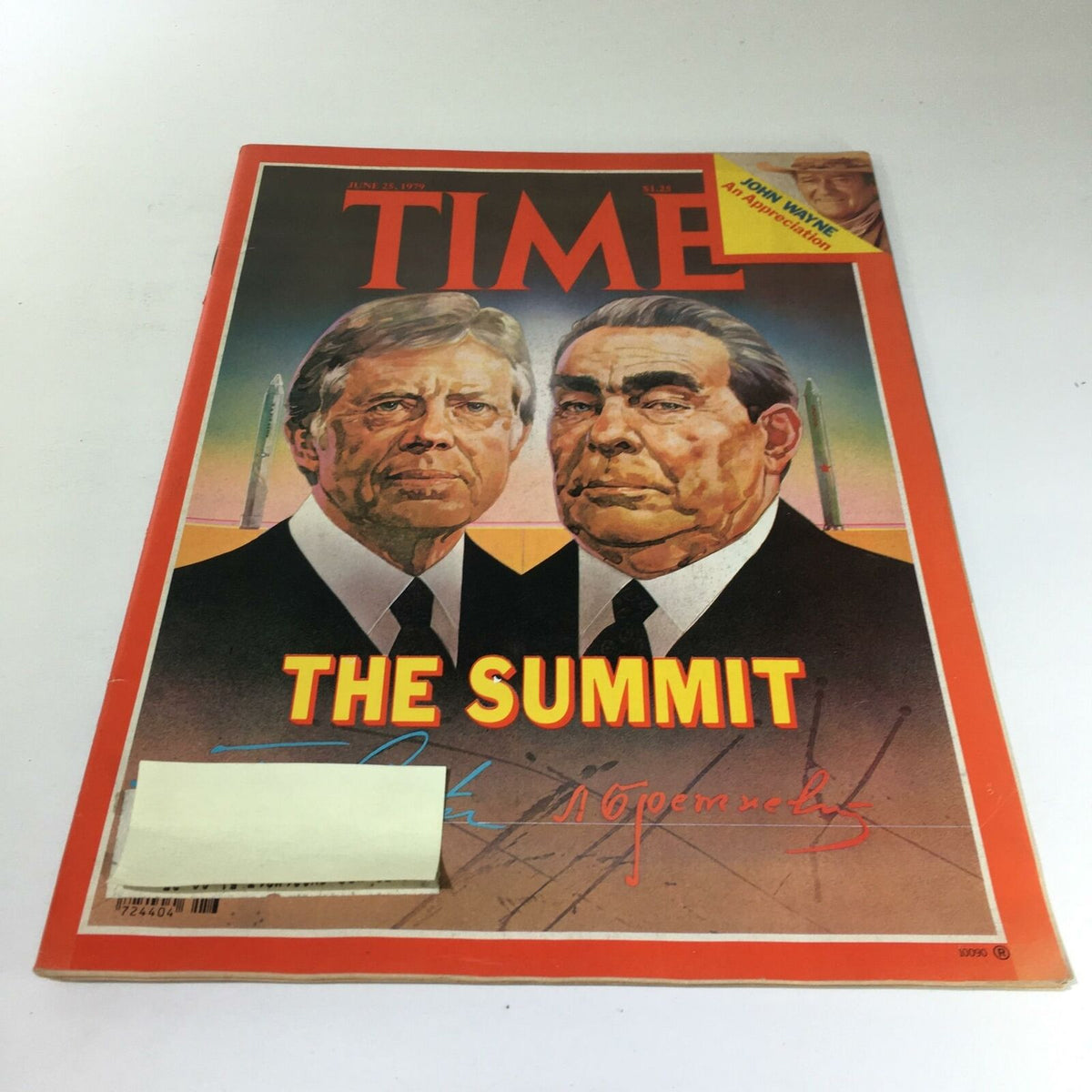 Cover of Time Magazine dated June 25, 1979, featuring an illustration related to 'The Summit' and a tribute to John Wayne.