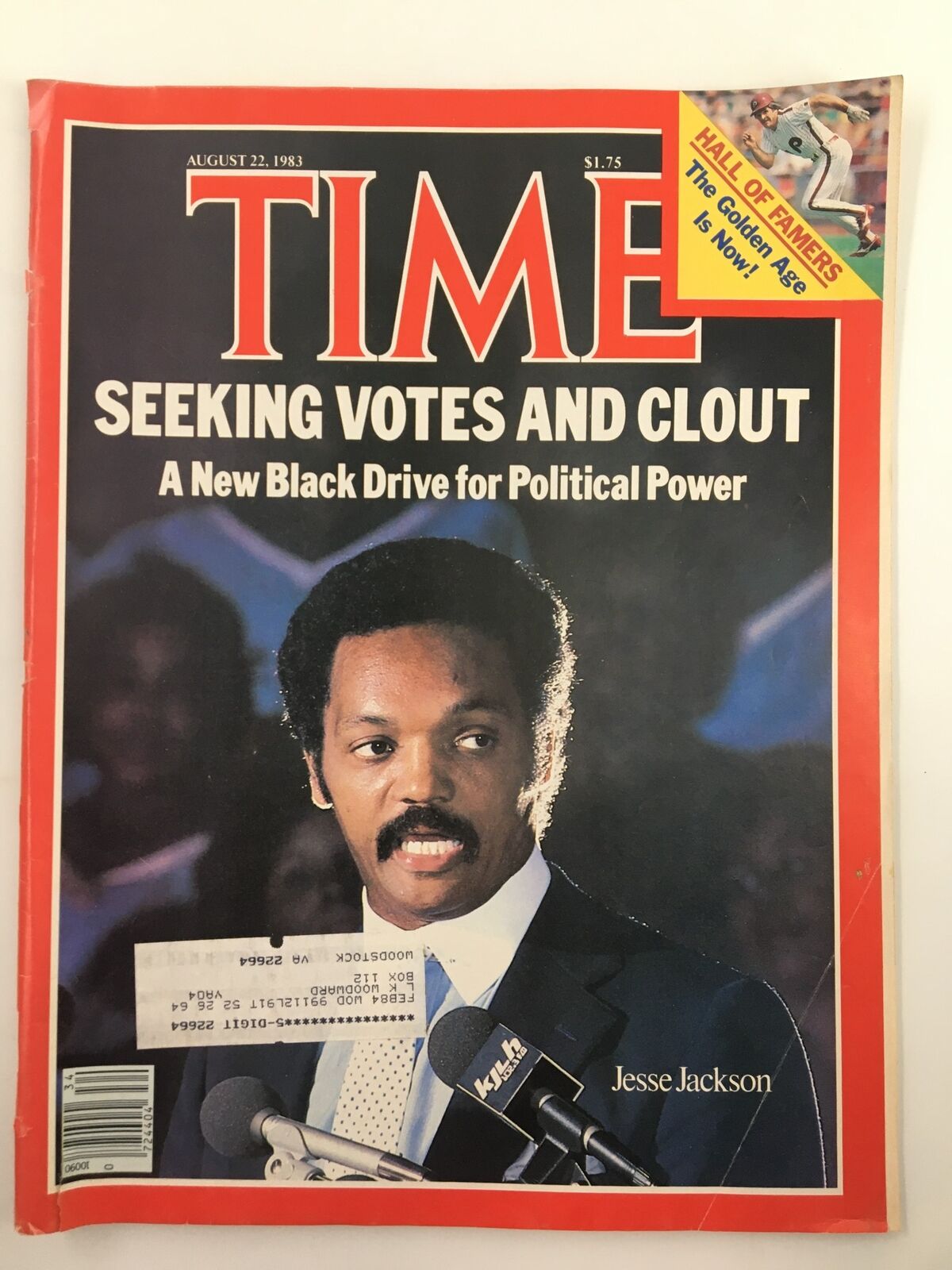 Cover of VTG Time Magazine August 22 1983 featuring Jesse Jackson, titled 'Seeking Votes and Clout', highlighting his political influence during the 1980s.