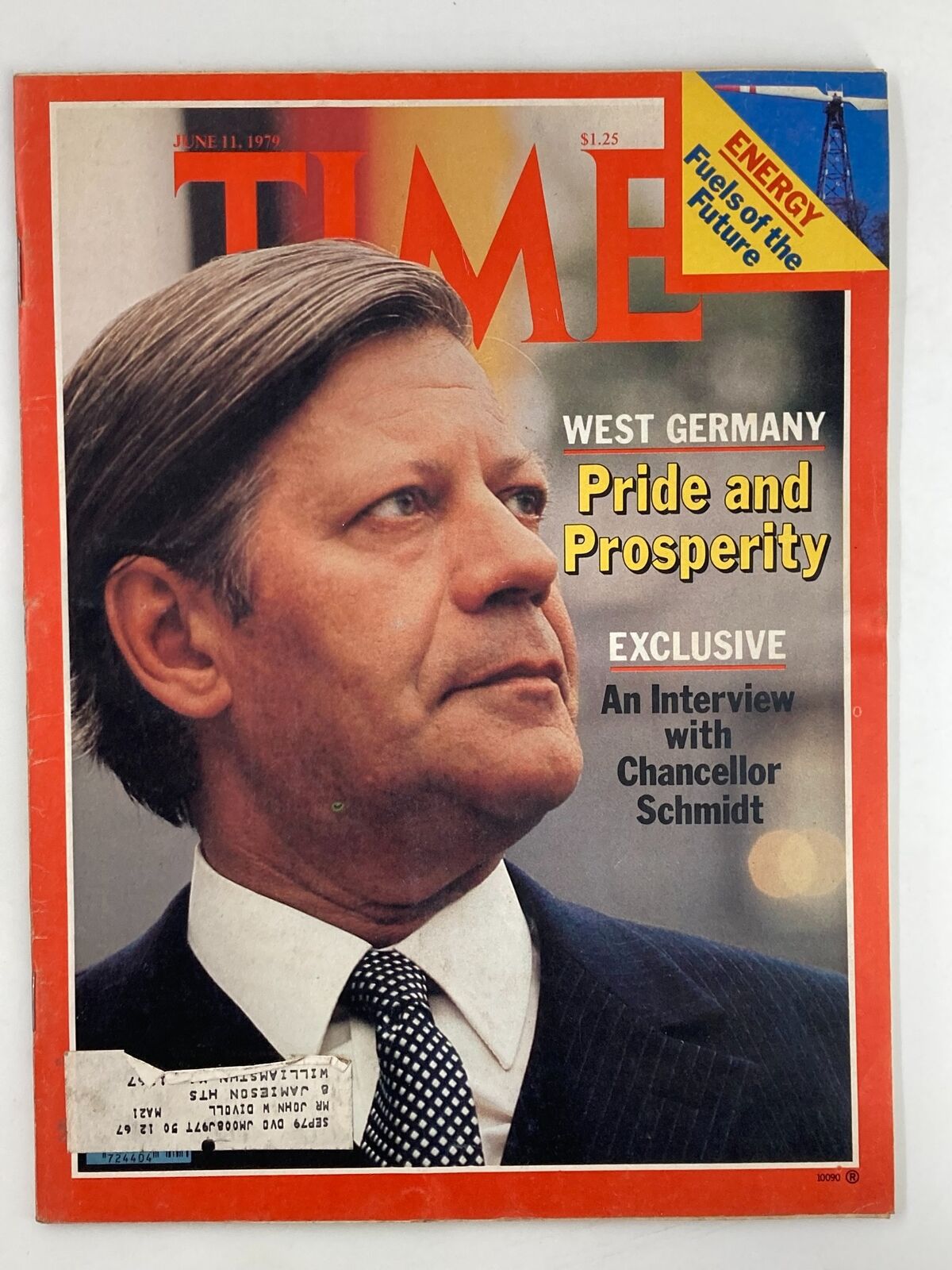 VTG Time Magazine June 11, 1979 cover featuring an exclusive interview with Chancellor Helmut Schmidt and an article on 'Pride and Prosperity' in West Germany.