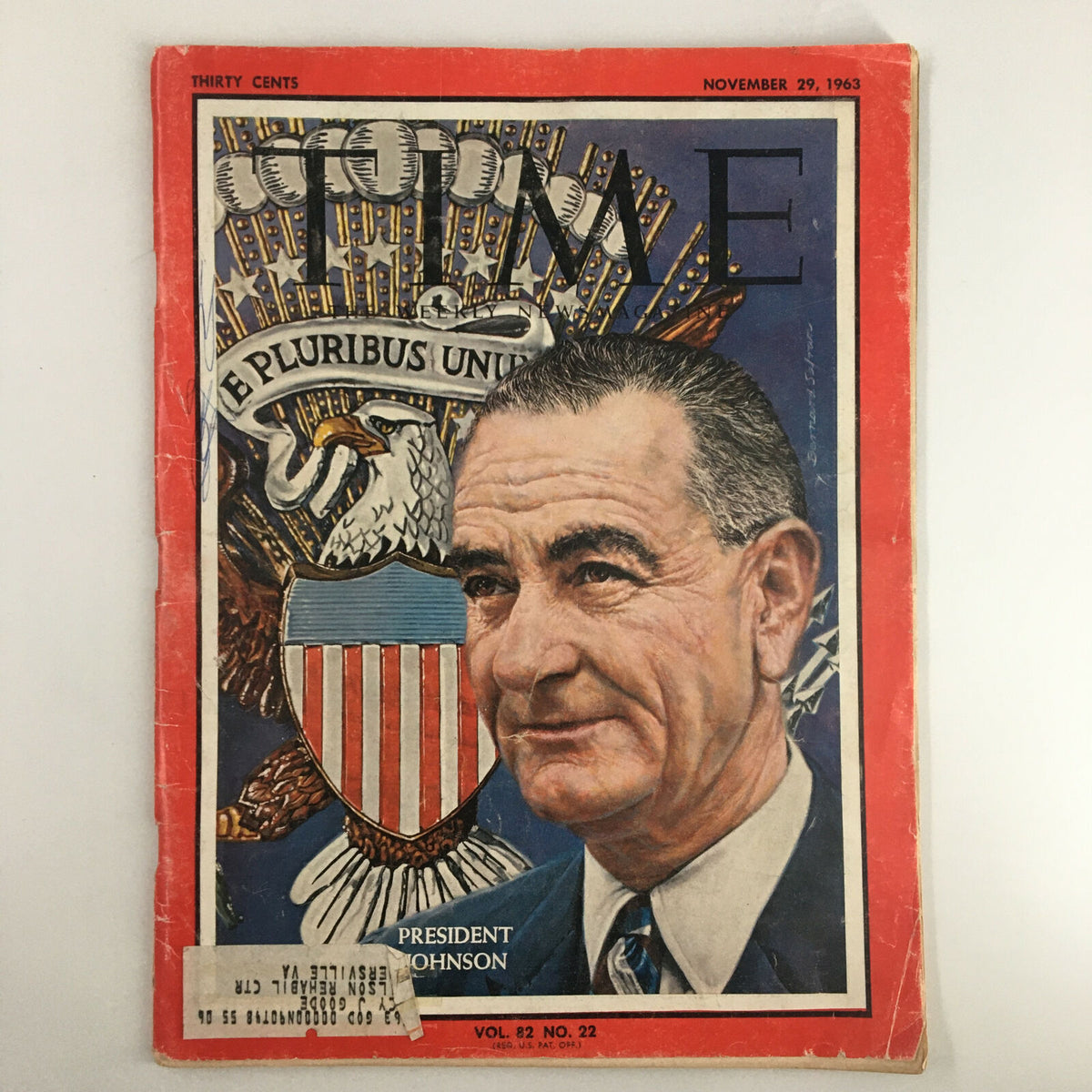 VTG Time Magazine November 29 1963 featuring President Lyndon B. Johnson on the cover, showcasing a historical design with bold colors and a striking portrait.