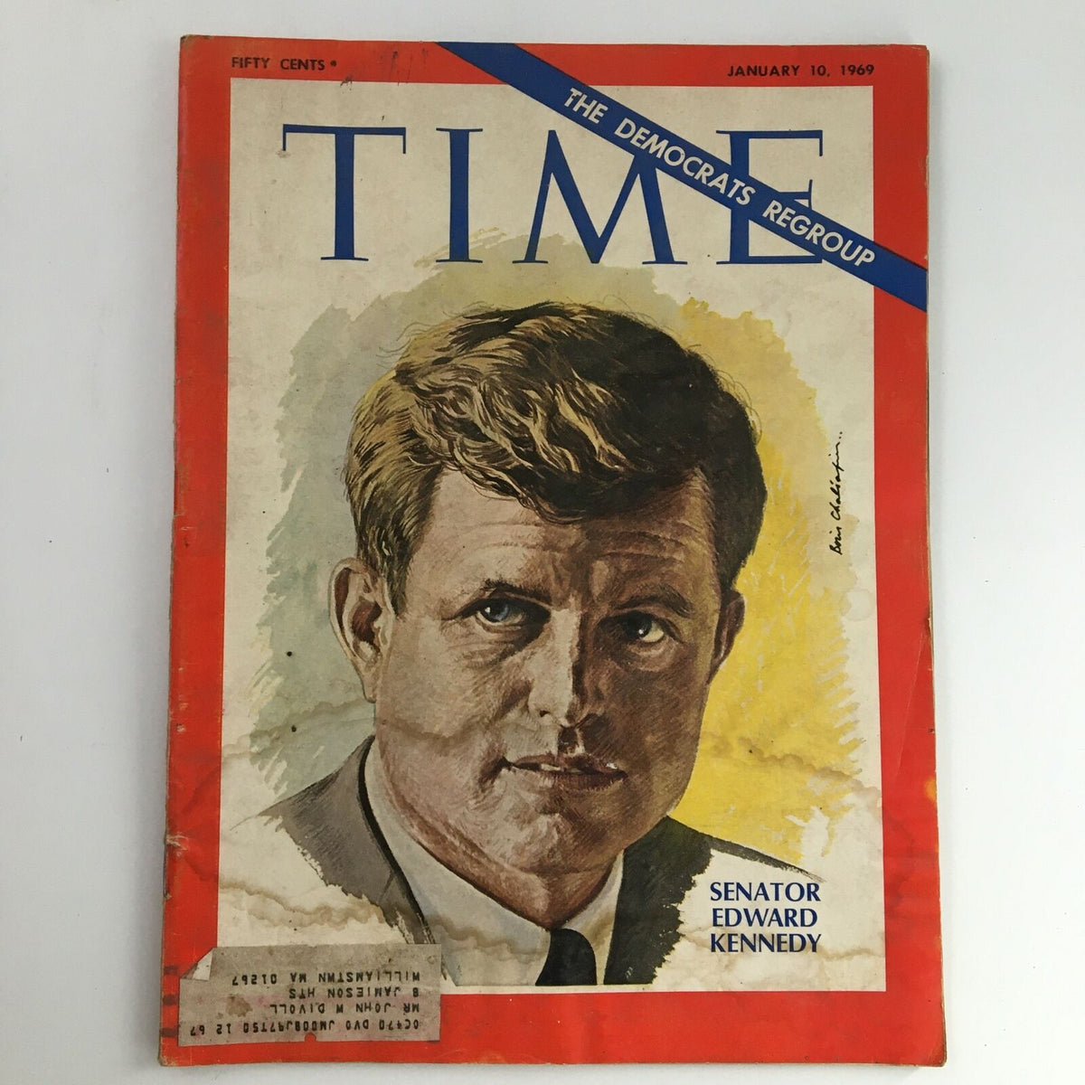 Time Magazine cover from January 10, 1969, featuring an illustration of Senator Edward Kennedy, reflecting the political climate of the late 1960s.