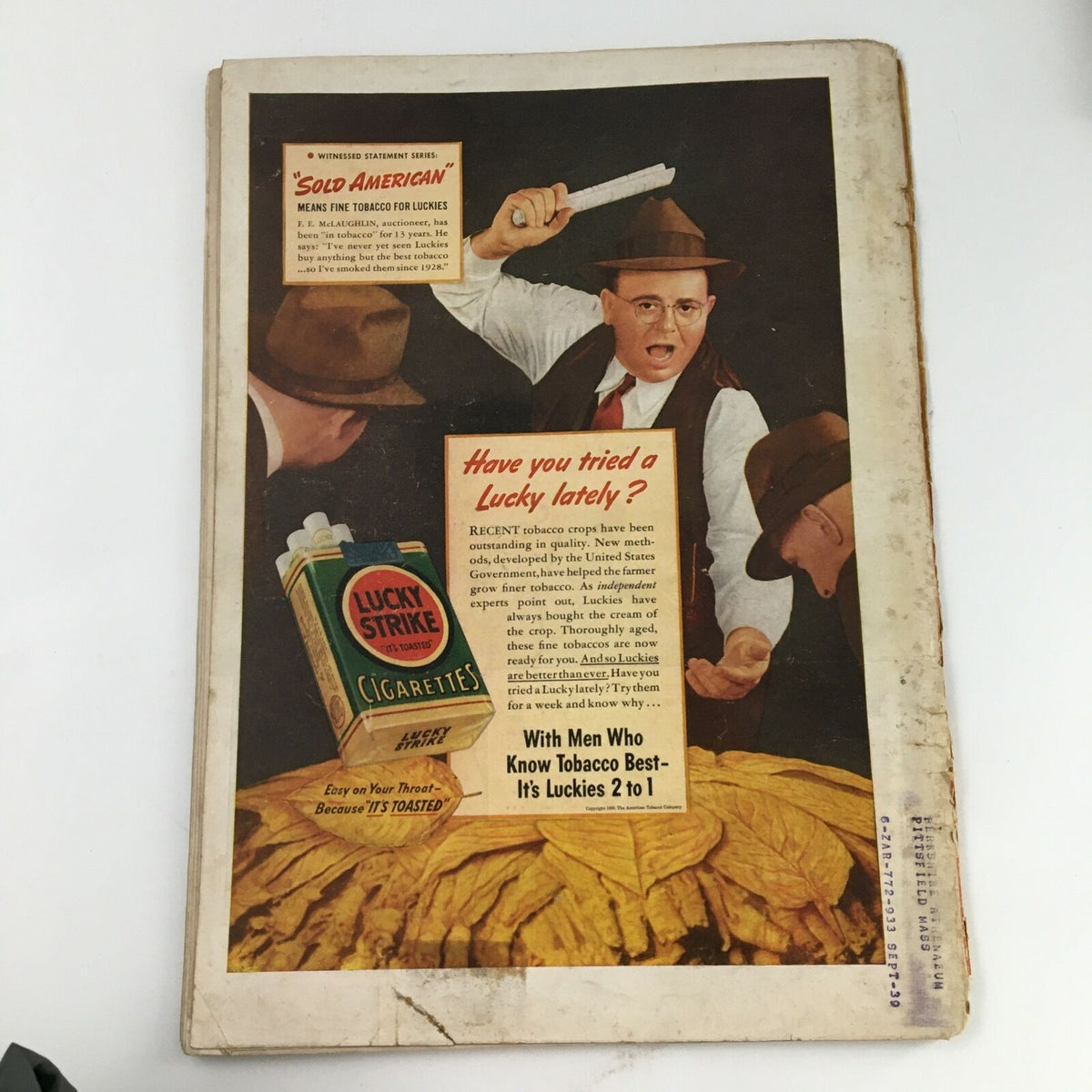 Cover of Time Magazine dated March 20 1939 featuring an advertisement for Lucky Strike cigarettes, illustrating a vintage tobacco promotion and the tagline 'Have you tried a Lucky lately?'.