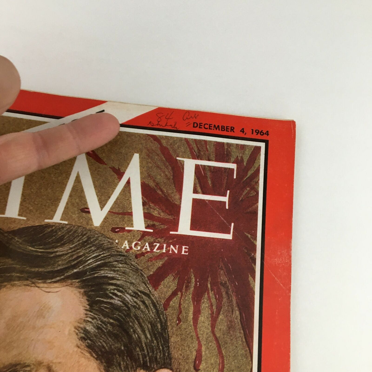 Close-up of the Time Magazine October 4, 1964 Cover showing Dr. Paul Carlson's portrait with a handwritten date, reflecting its collectible nature.