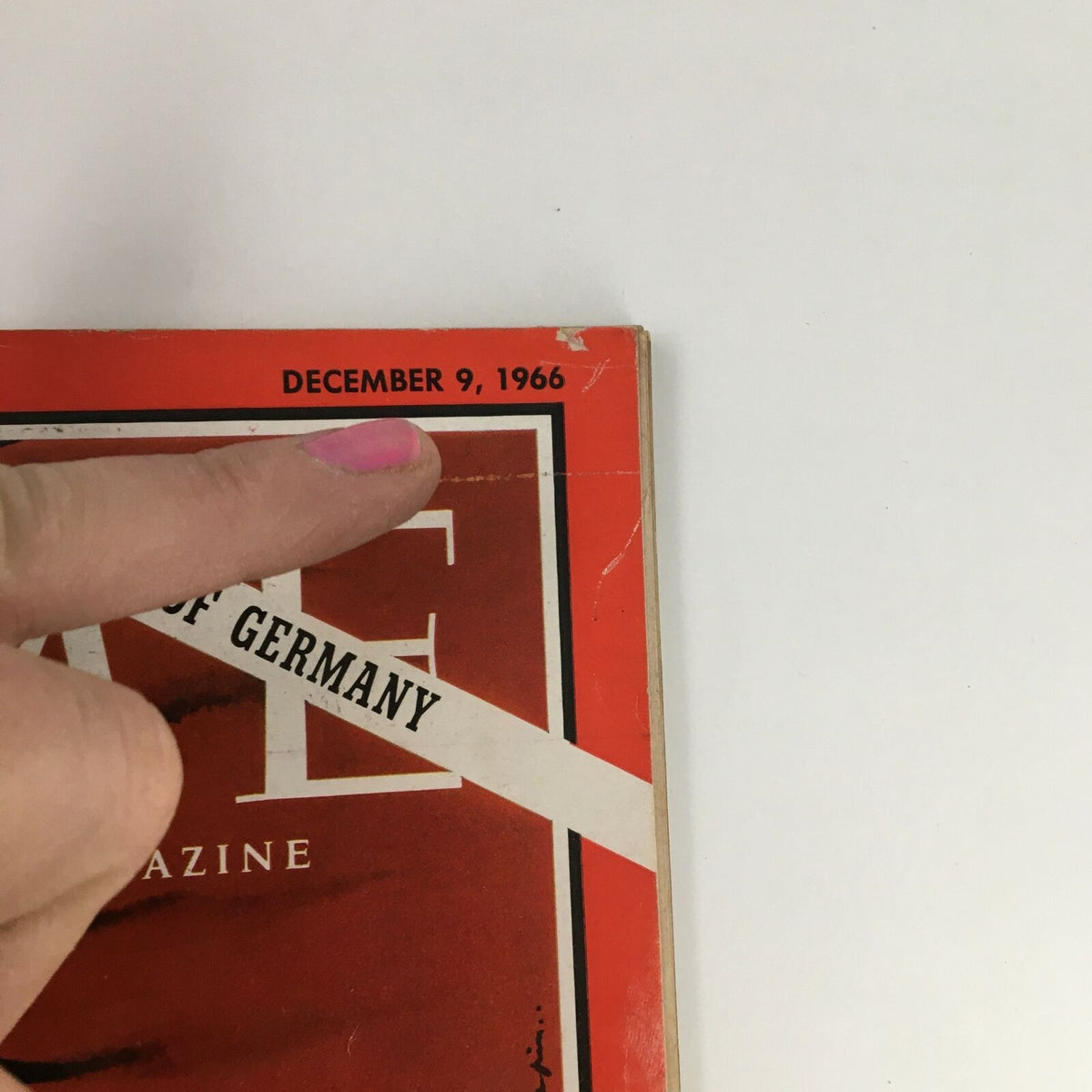Close-up view of the Time Magazine December 9 1966 cover showcasing the date and title, emphasizing its historical significance.