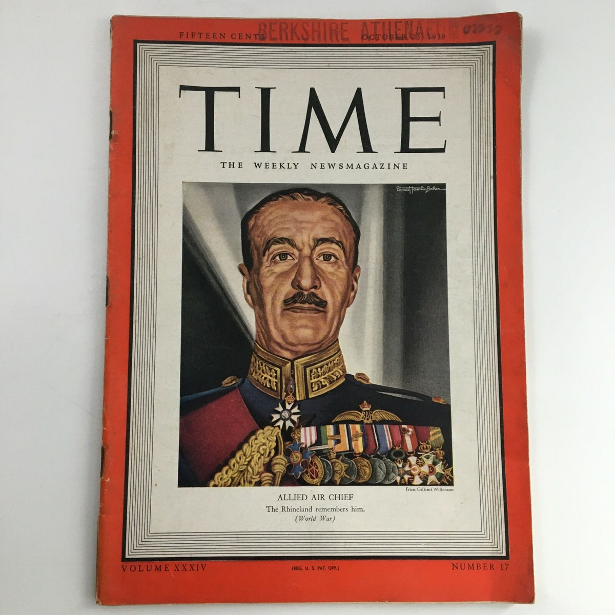 Time Magazine October 23 1939 cover featuring Air Chief Cyril Newall, 1st Baron Newall, showcasing historic elements and vintage charm.