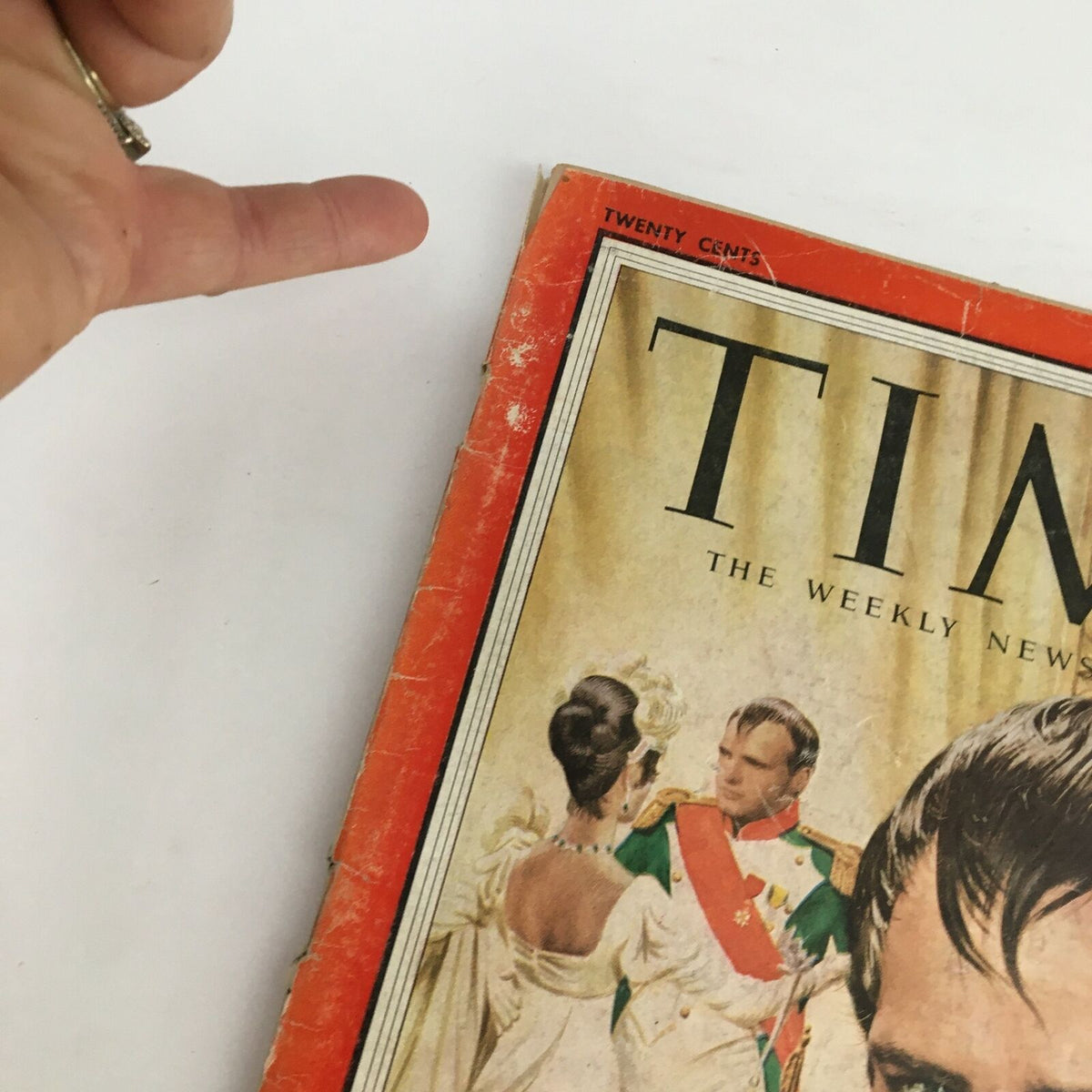 Close-up of the Time Magazine cover from October 11, 1954, highlighting Marlon Brando and the vintage details of the magazine.