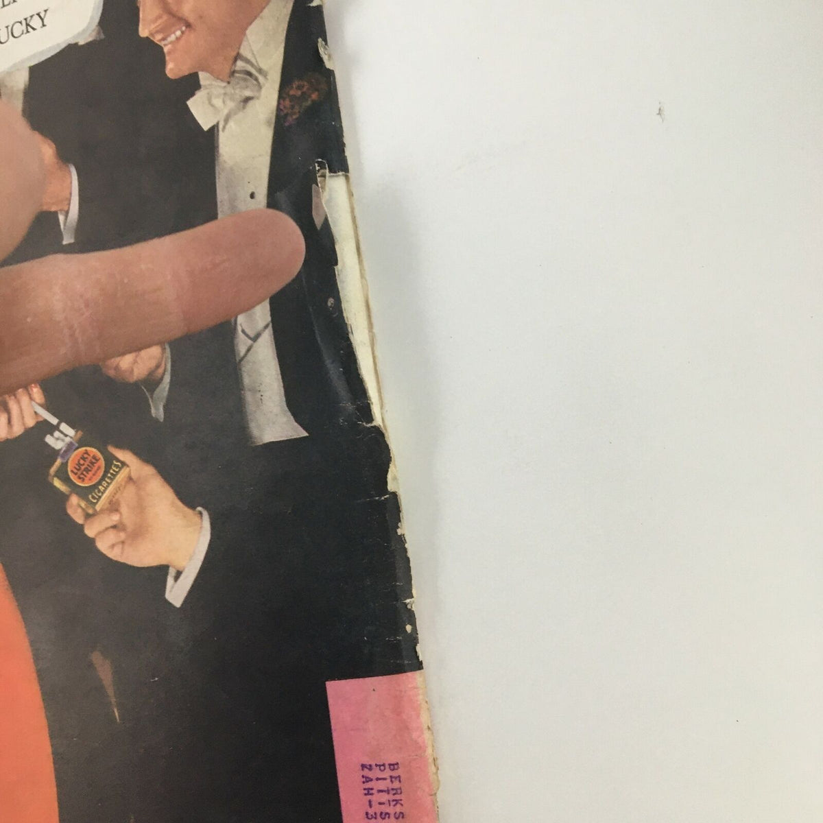 Close-up view of the back cover of Time Magazine September 9, 1935, showing wear and tear that adds to its vintage appeal, alongside advertising content.