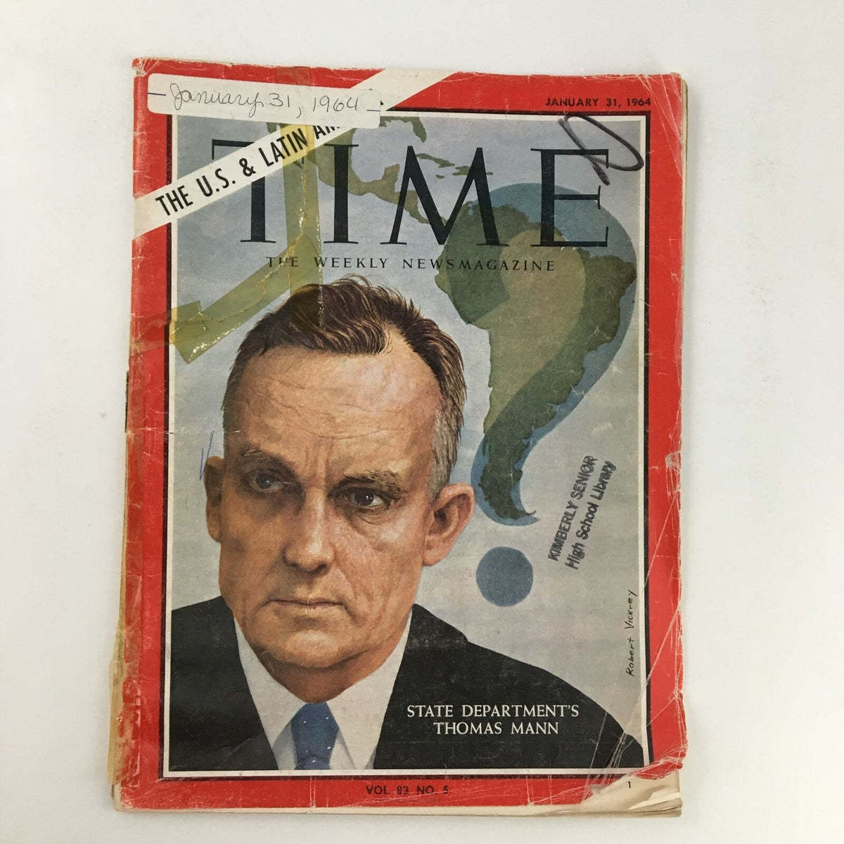 Time Magazine January 31, 1964 featuring State Department's Thomas Mann on the cover, showcasing vintage magazine aesthetics and historical significance.