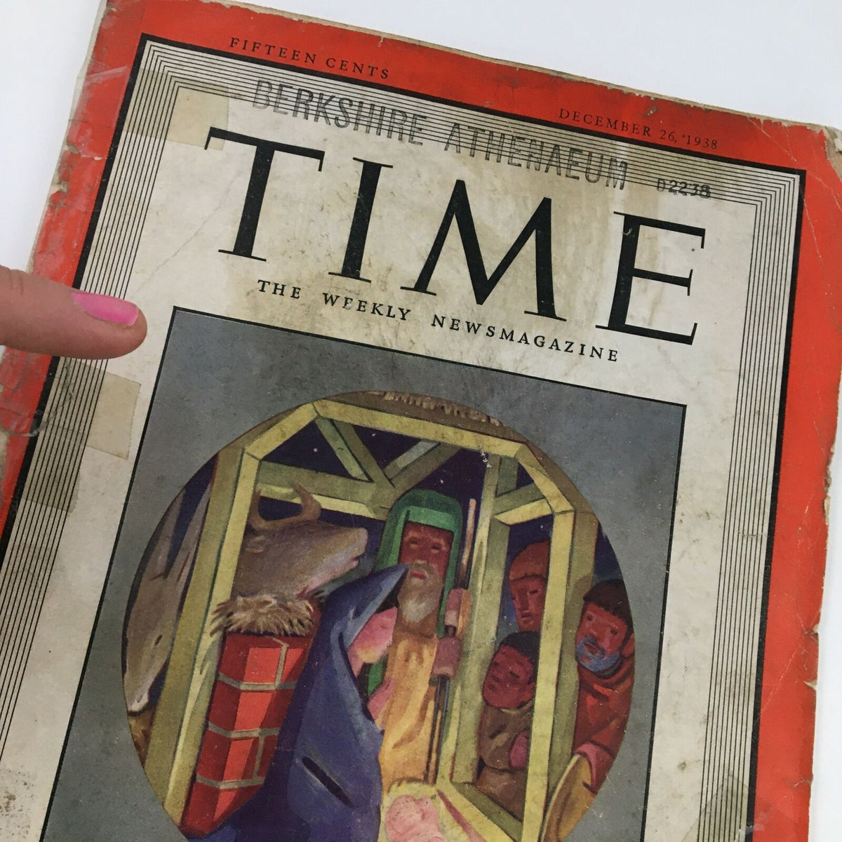 Detailed image of Time Magazine December 26 1938 Vol 32 #26 showing the cover art of Charlot's 'Nativity'.