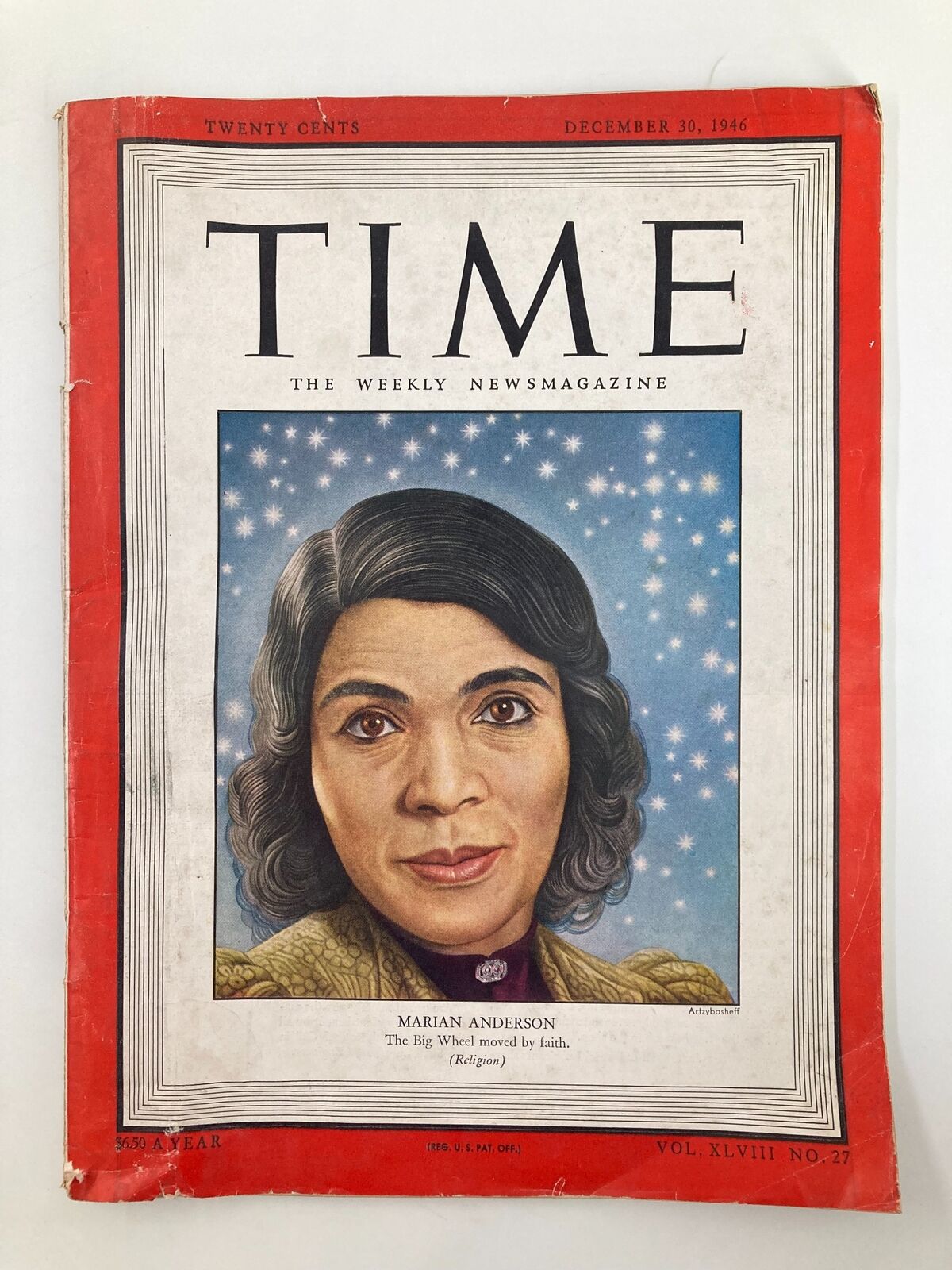 Time Magazine December 30 1946 Vol 48 #27 Marian Anderson No Label