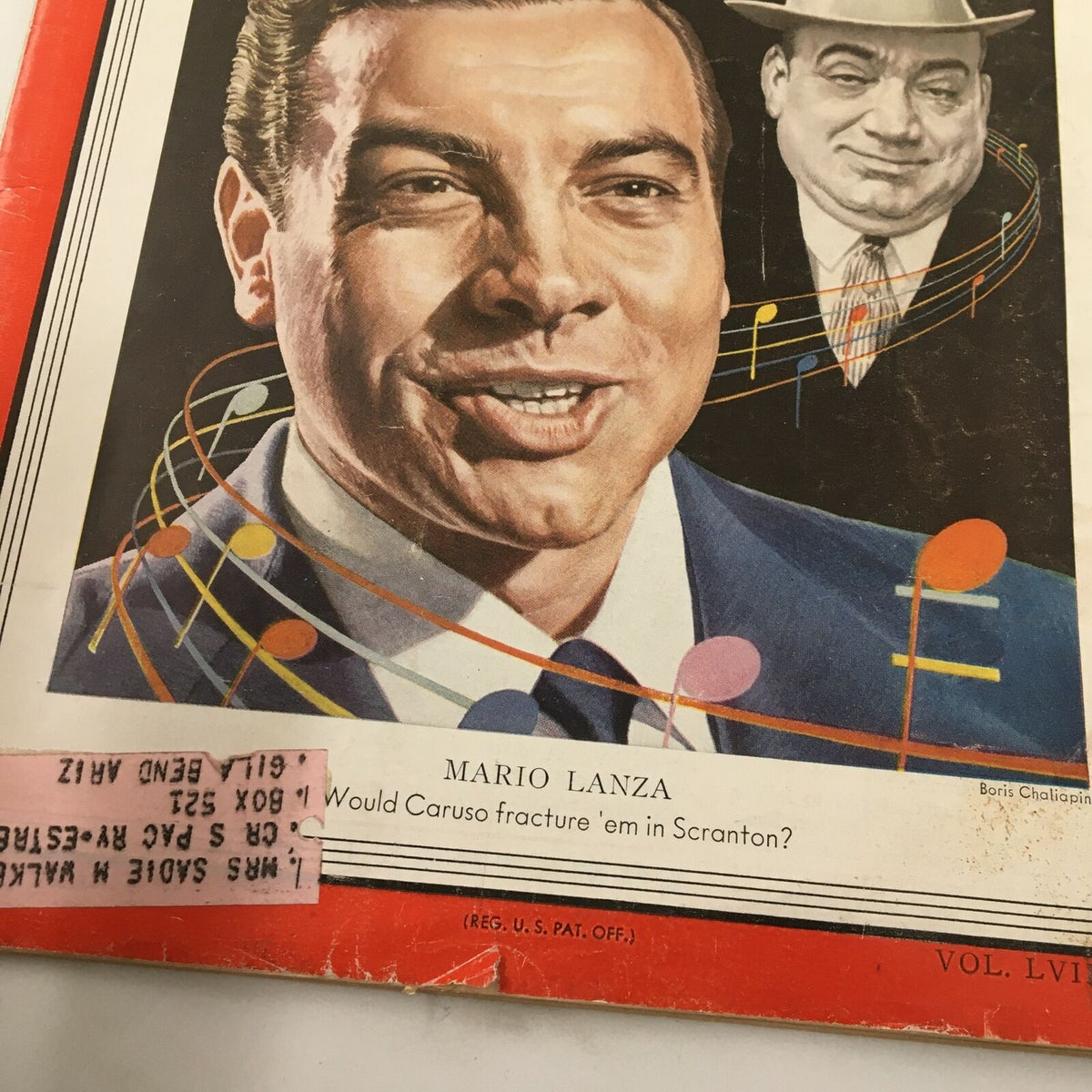 Cover of VTG Time Magazine August 6 1951 featuring Mario Lanza with musical notes background and the caption 'Would Caruso fracture 'em in Scranton?'. This vintage issue highlights cultural history and journalism.