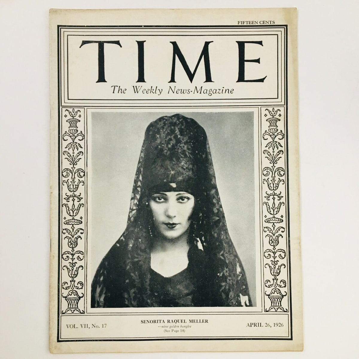 VTG Time Magazine April 26 1926 featuring Señorita Artist Raquel Meller on the cover, showcasing vintage art and journalism from the Roaring Twenties.