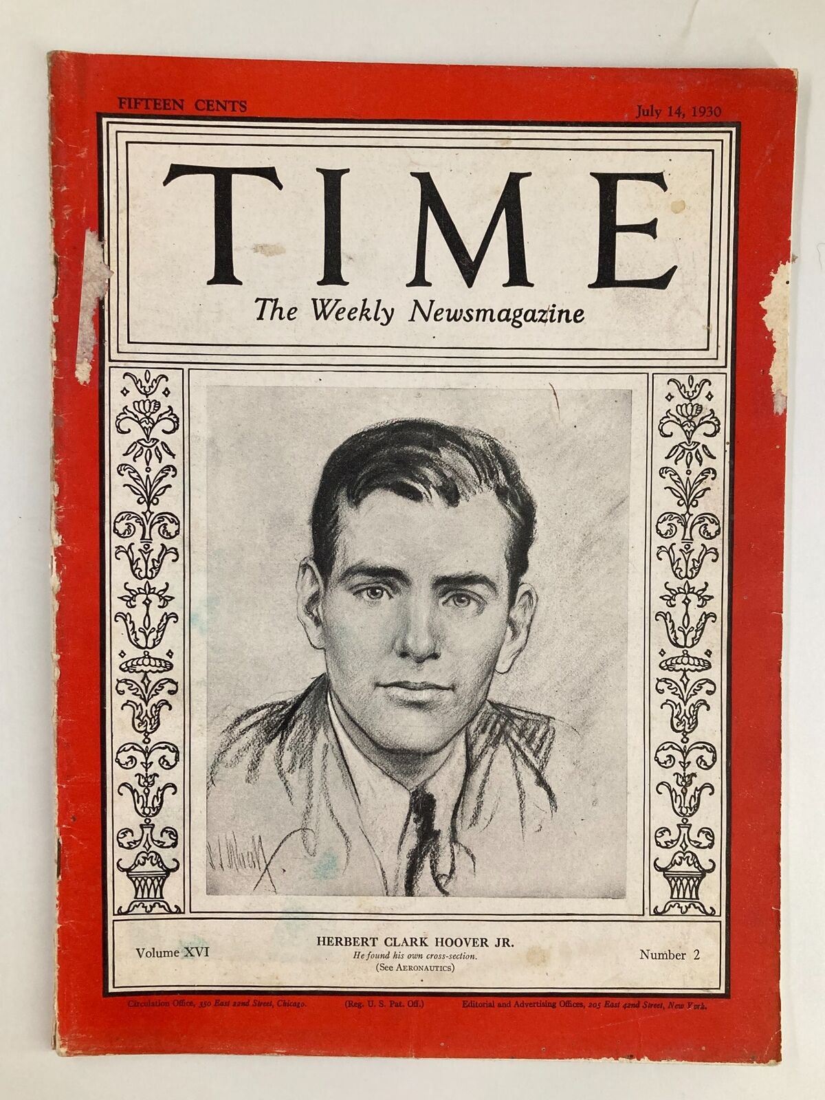 Time Magazine July 14 1930 Vol 16 No. 2 Herbert Clark Hoover Jr.