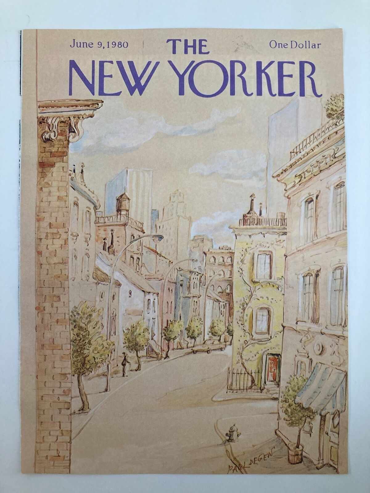 The New Yorker June 9 1980 cover displaying the art 'Empty Street' by Paul Degen, illustrating a quiet street view with historic architecture.