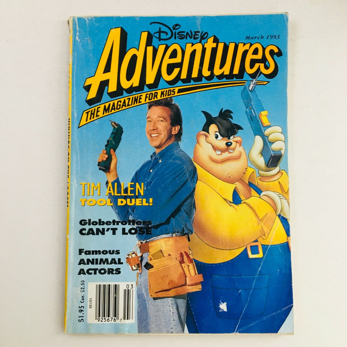 Disney Adventures Magazine, March 1993 issue featuring Tim Allen and cartoon character, ideal for collectors.
