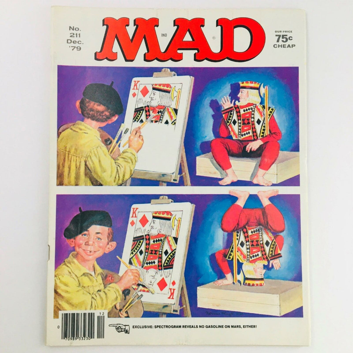 Cover of Mad Magazine December 1979 No. 211 featuring Chips parody with King of Diamonds illustration, showcasing a humorous depiction of a child artist drawing the King of Diamonds while an animated character is sketched in various poses.