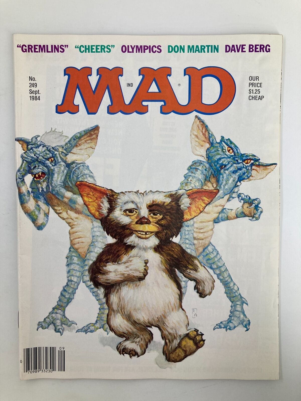 Cover of Mad Magazine September 1984 No. 249 featuring Gremlins characters, showcasing humorous art and cultural references related to the decade.