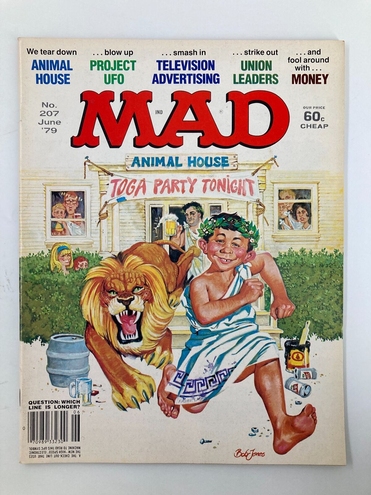 Cover of Mad Magazine June 1970 No. 207, titled 'Toga Party Tonight', showcasing vibrant illustration with characters in togas, a lion, and humorous elements typical of the era's satire.