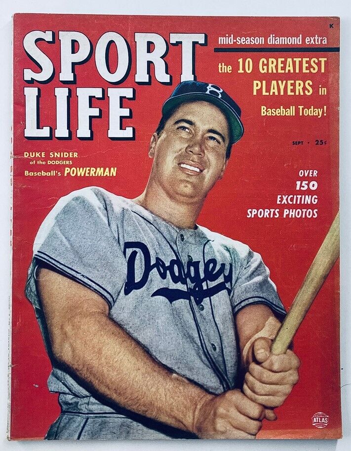 VTG Sport Life Magazine September 1951 featuring Duke Snider on the cover, showcasing baseball memorabilia from the 1950s, Vol 4 Issue 5.