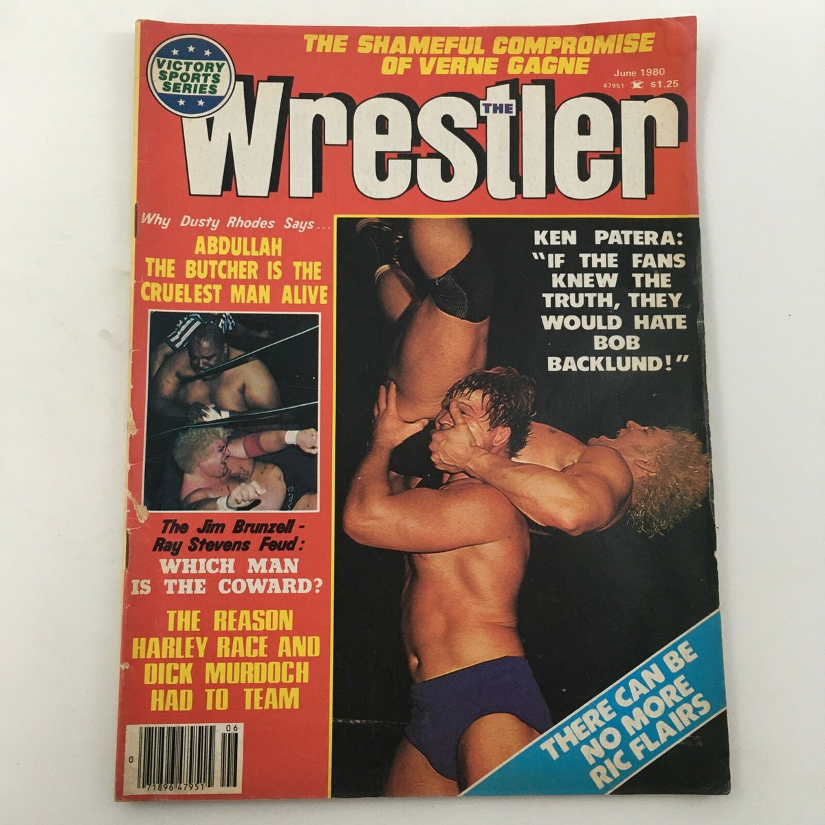 Cover of WWF The Wrestler Magazine June 1980 featuring Jim Brunzell and Ray Stevens feud. Bold title, wrestling action, notable quotes included.