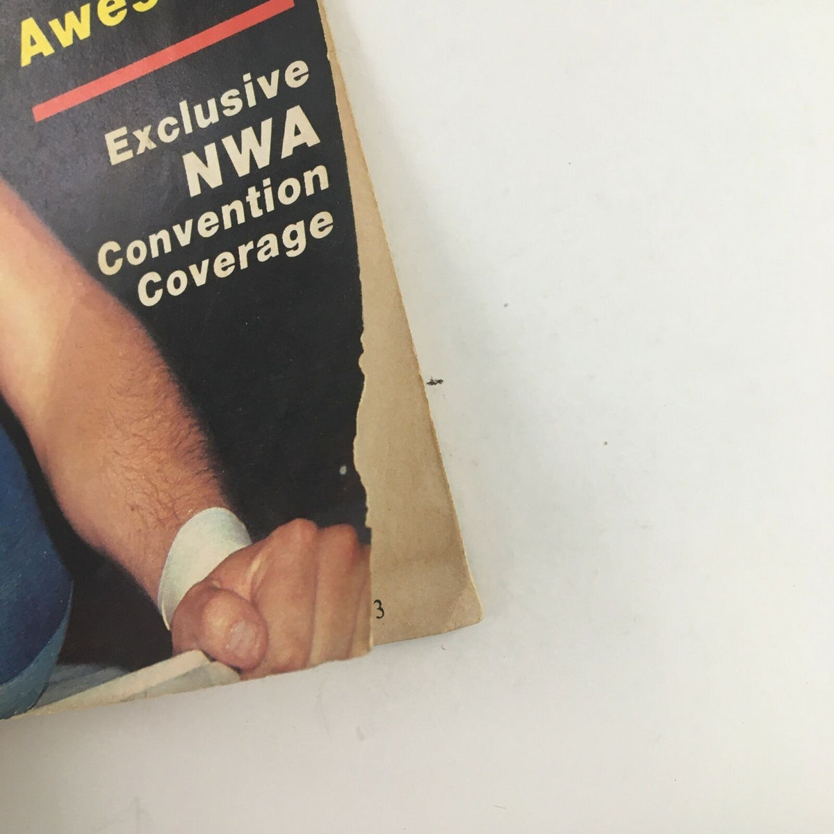 Close-up of the corner of Wrestling's Main Event December 1983, showcasing the exclusive NWA Convention Coverage text.
