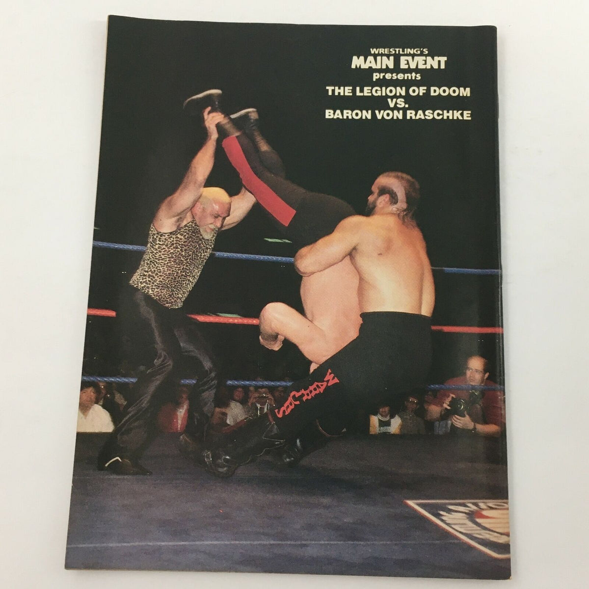 Wrestling's Main Event Magazine July 1985, showcasing the match between The Legion of Doom and Baron Von Raschke, highlighting wrestling history.