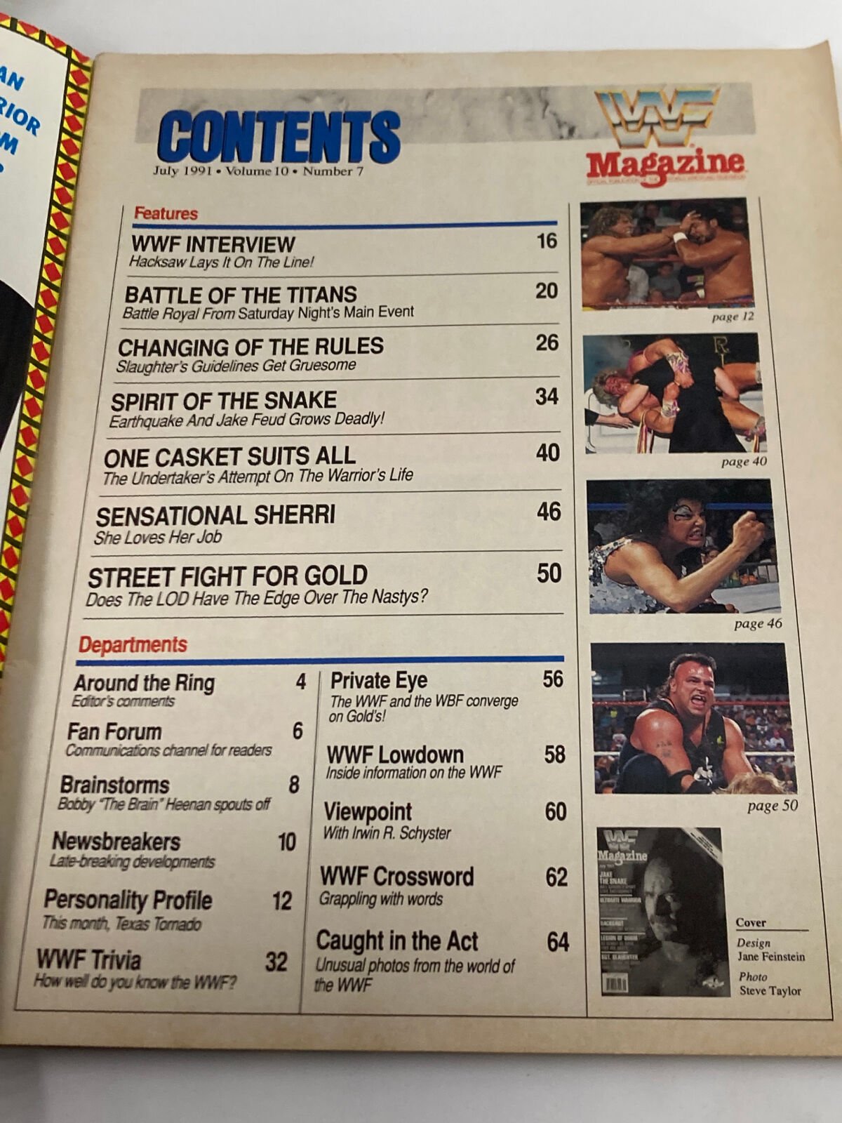 WWF Magazine July 1991 Jake The Snake, Ultimate Warrior & Hacksaw No Label