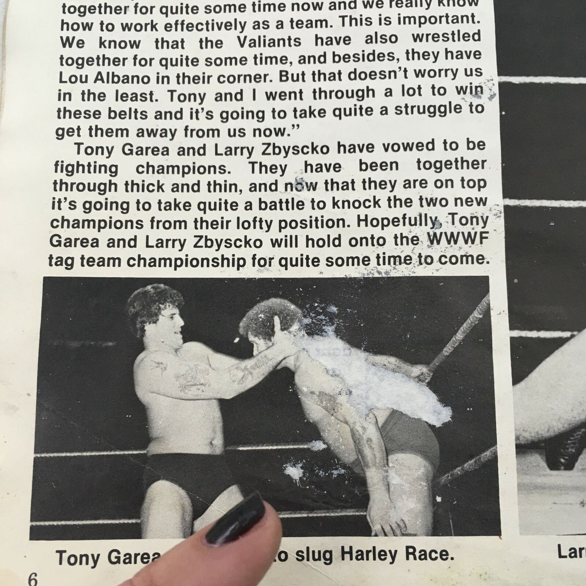Wrestling Action Magazine Vol 1 #4 - Image featuring Tony Garea and Larry Zbyszko in a wrestling match, showcasing the dynamic moves of tag team champions.