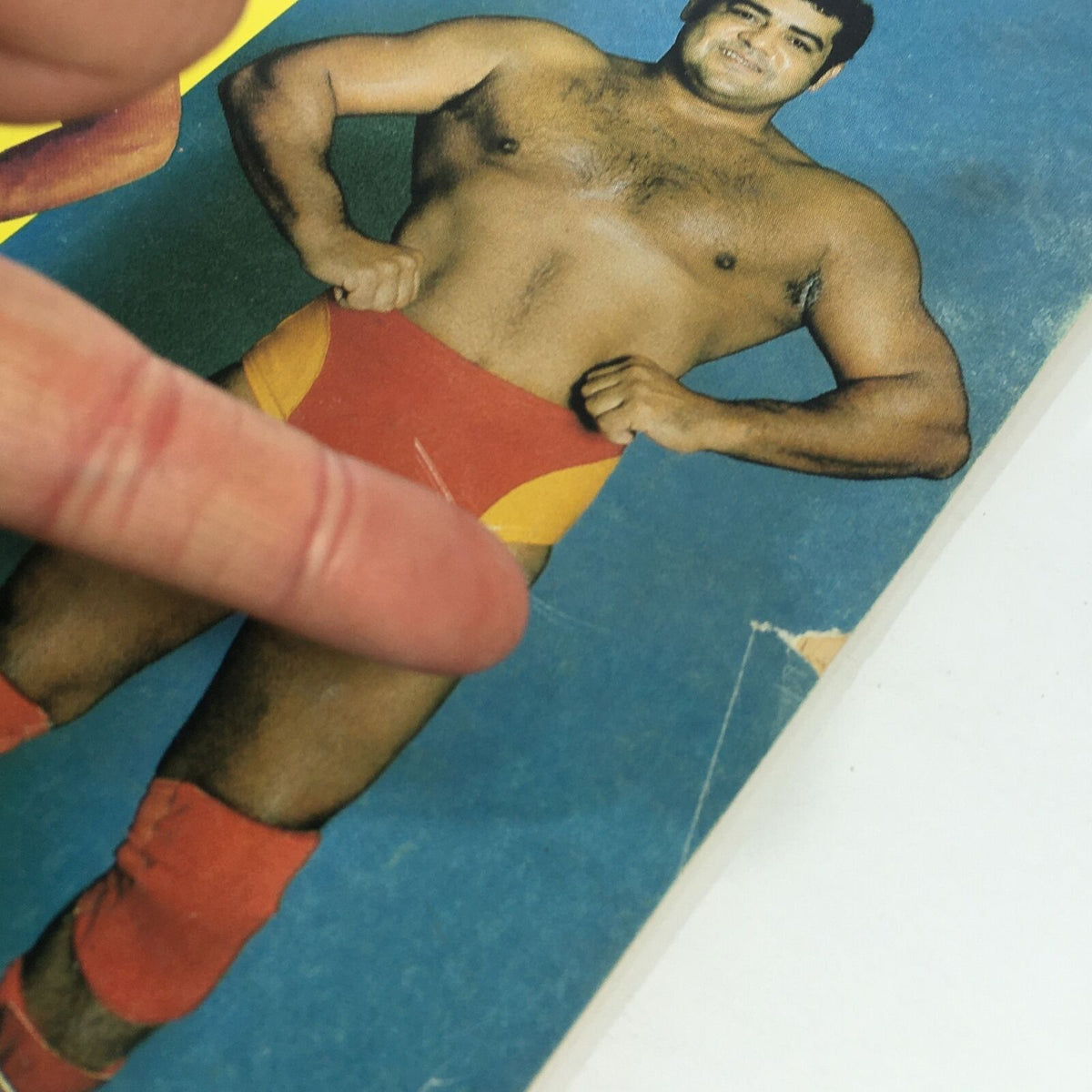 Close-up of Pedro Morales from the December 1980 issue of The Ring's Wrestling Magazine, highlighting his wrestling attire and expression.