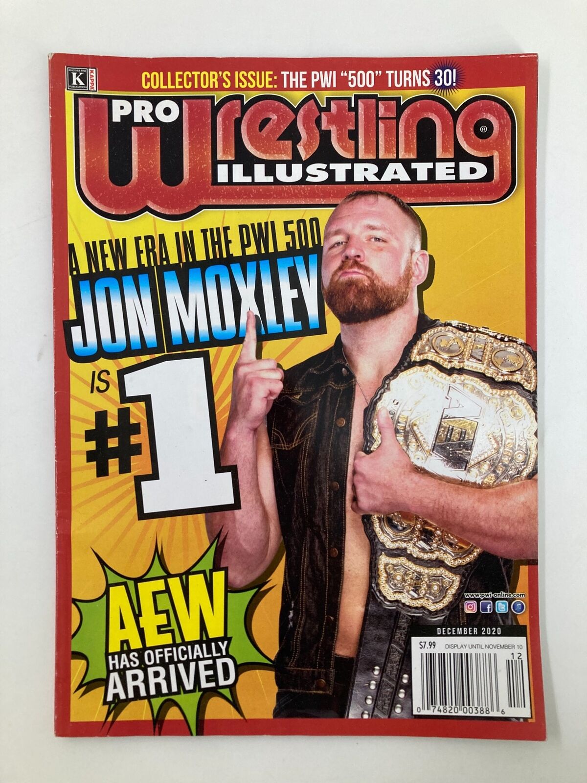 Pro Wrestling Illustrated Magazine October 2020 featuring John Moxley as #1 wrestler on the cover with a vibrant design and championship title.
