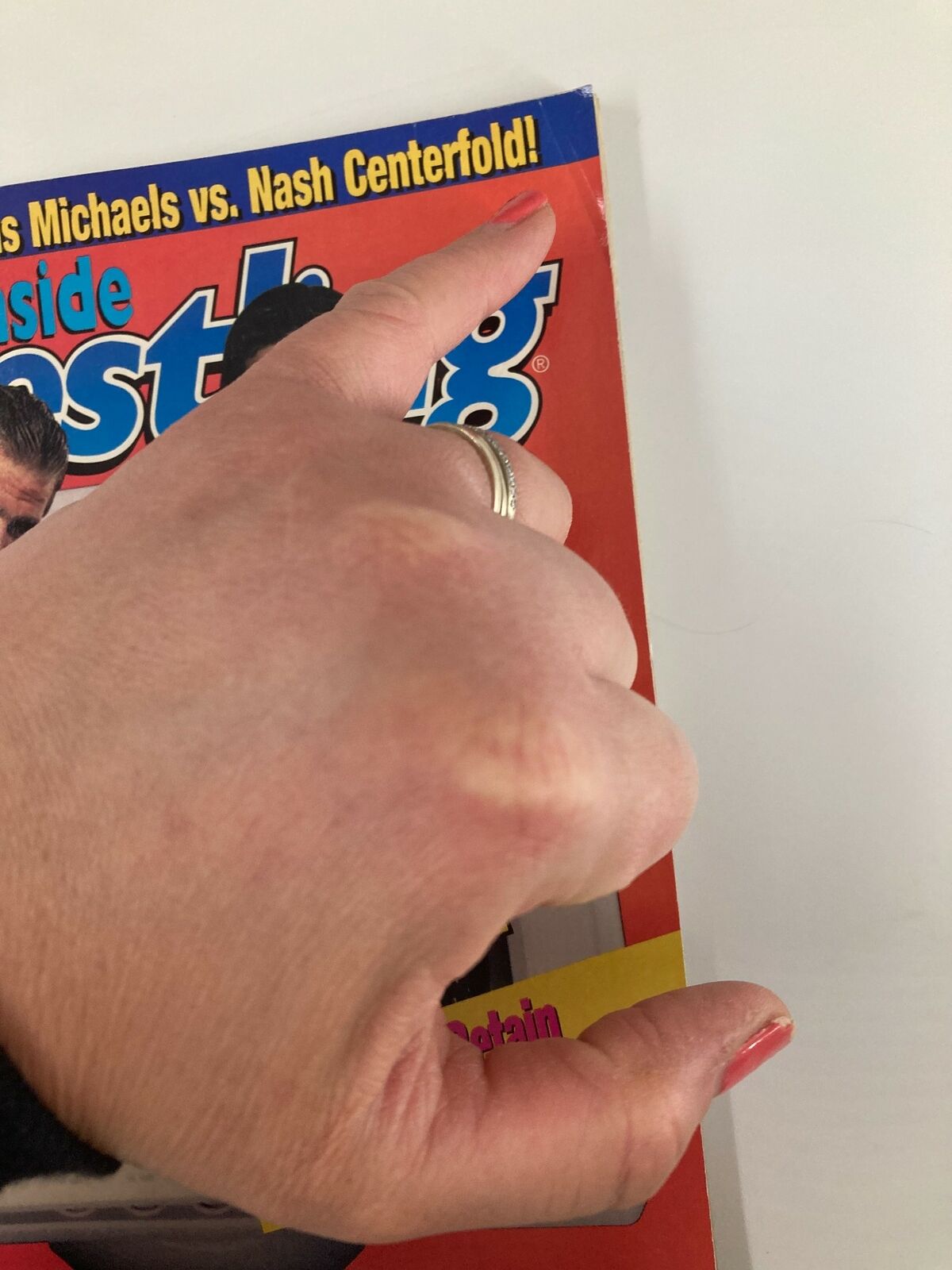 Detail shot of Inside Wrestling Magazine, April 1997 showing the bonus feature section for Shawn Michaels vs. Nash Centerfold.
