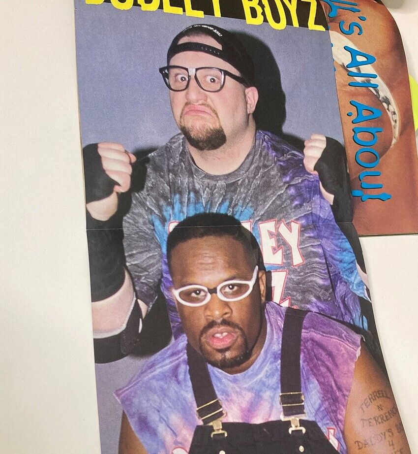 Inner poster from ECW Wrestling Official Magazine August 1999 featuring the Dudley Boyz, showcasing their distinctive style and attitude in the wrestling world.