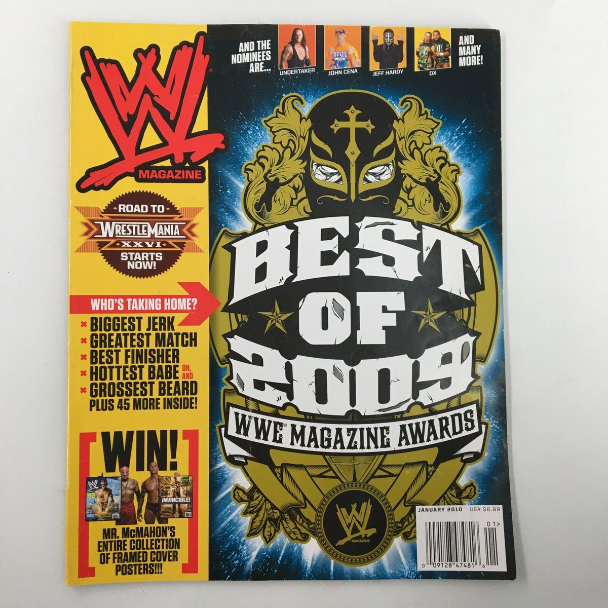 WWE Magazine January 2010 cover featuring the Best of 2009 WWE Magazine Awards, highlighting popular wrestlers and iconic moments in professional wrestling.