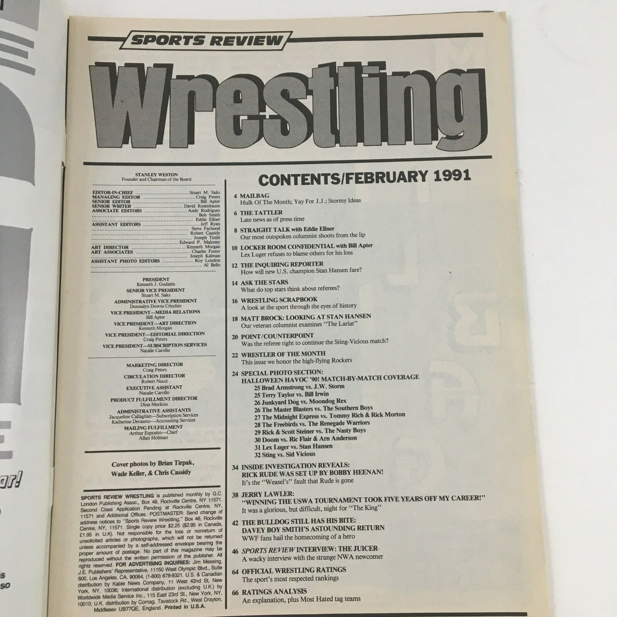 Sports Review Wrestling Magazine February 1991 Jerry Lawler & The Bulldog