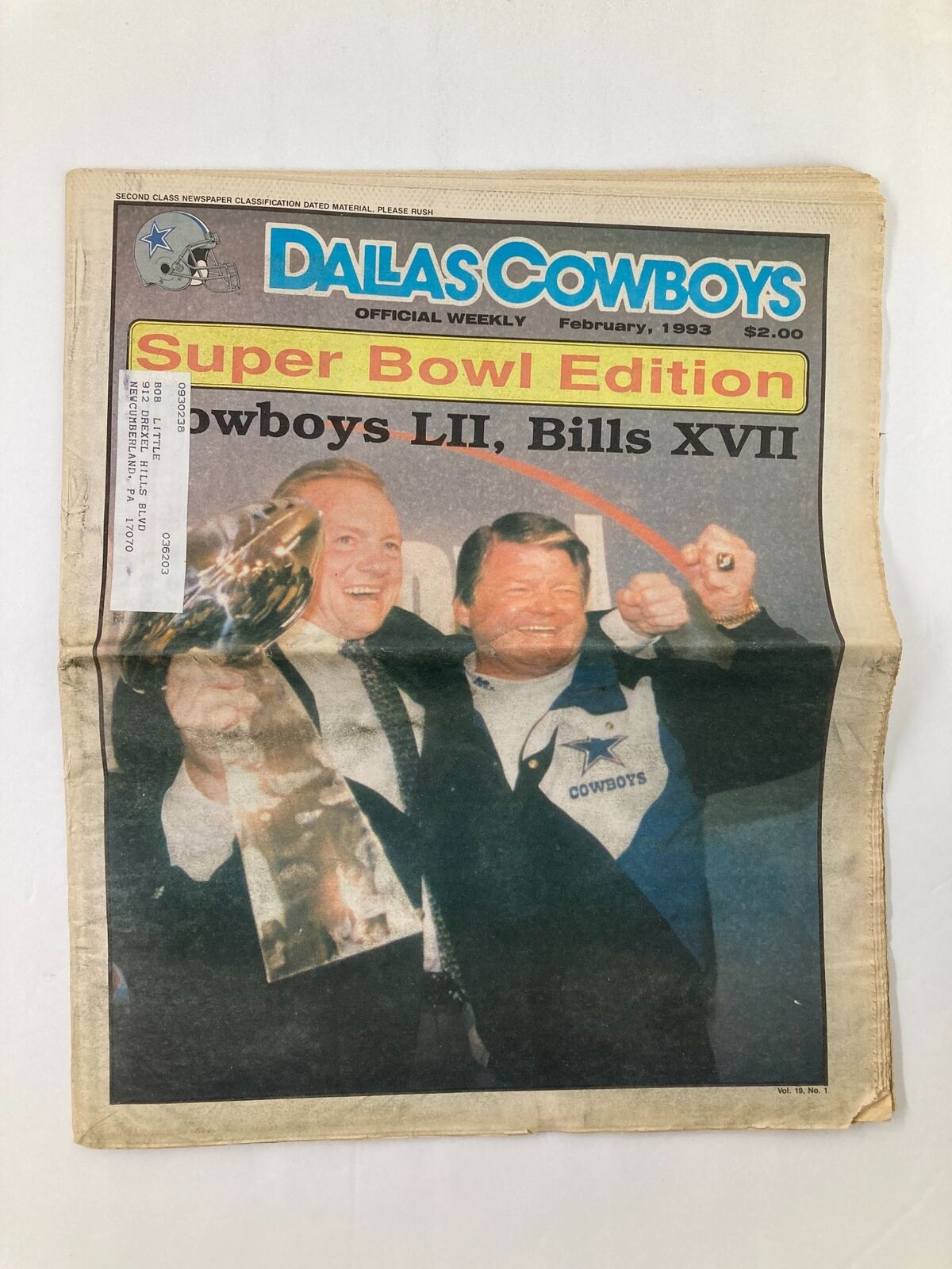 Dallas Cowboys Weekly Newspaper February 1993 Vol 19 #1 Cowboys 52, Bills 17