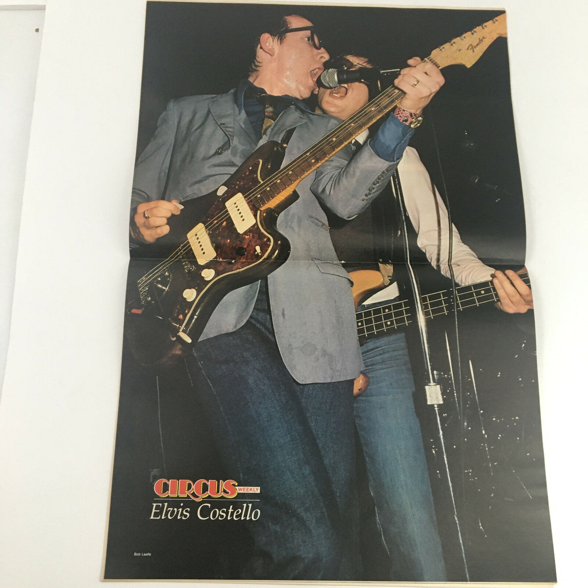 Vintage poster from Circus Magazine March 13 1979 featuring Elvis Costello performing live, capturing the dynamic energy of the late 1970s music scene.