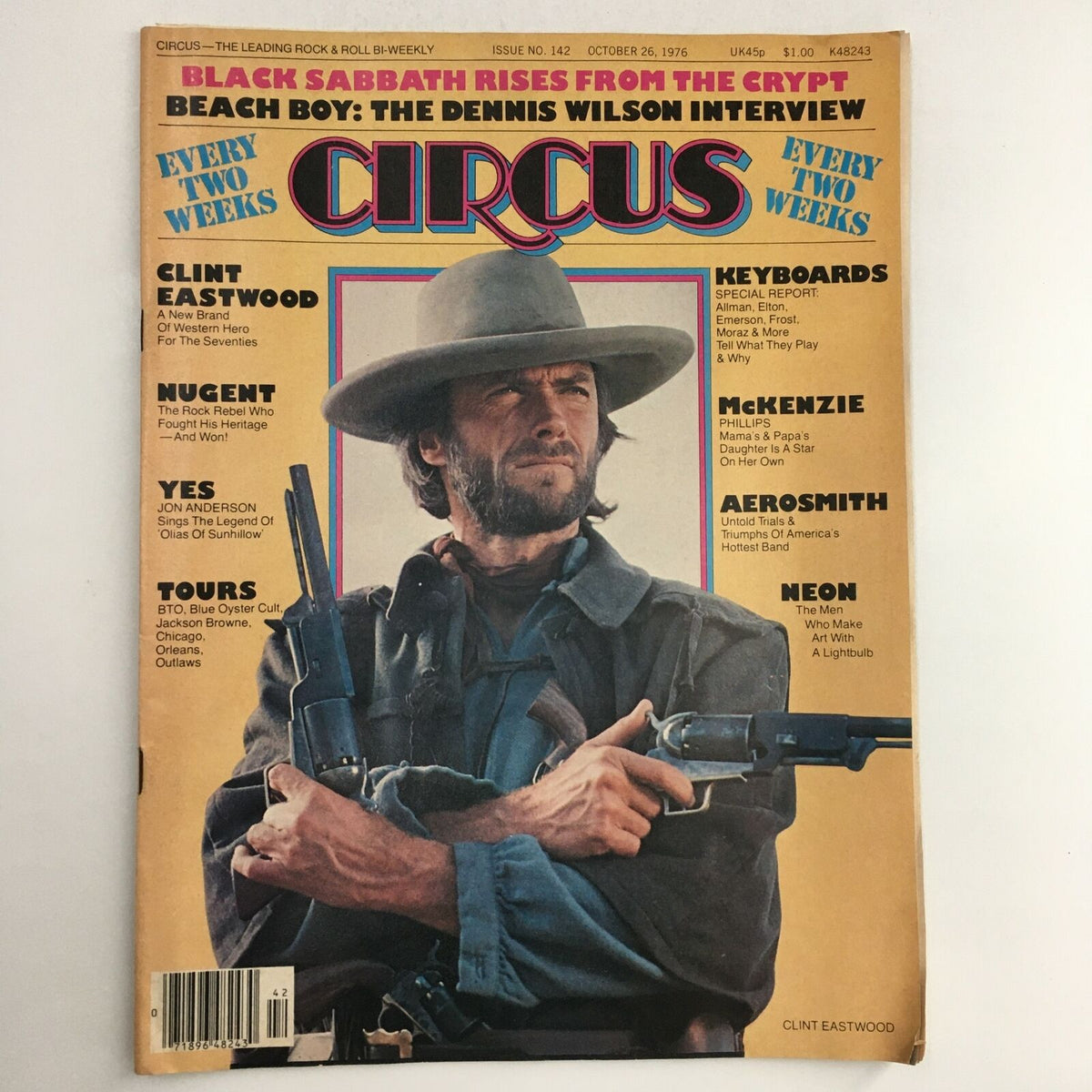 Circus Magazine October 26 1976 featuring Clint Eastwood and Ted Nugent on the cover, showcasing iconic personalities from film and music.