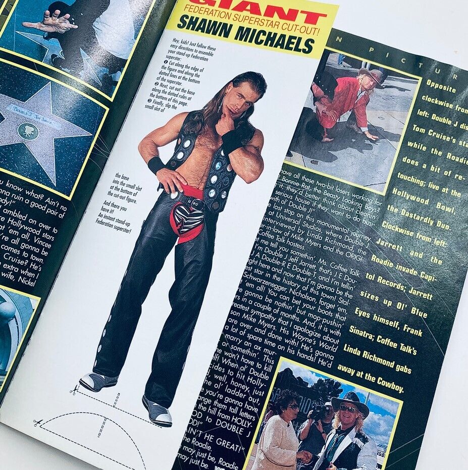 Inside page of WWF World Wrestling Federation Magazine June 1995 displaying a cut-out feature of wrestling superstar Shawn Michaels.